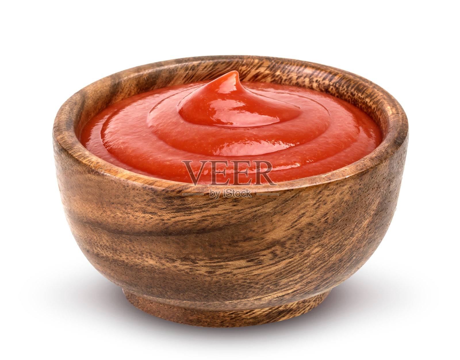 木碗里的番茄酱孤立在白色背景上照片摄影图片