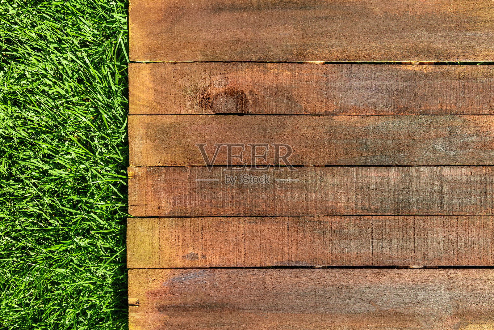 木板上绿草如茵，野餐相关的设计模板插画图片素材