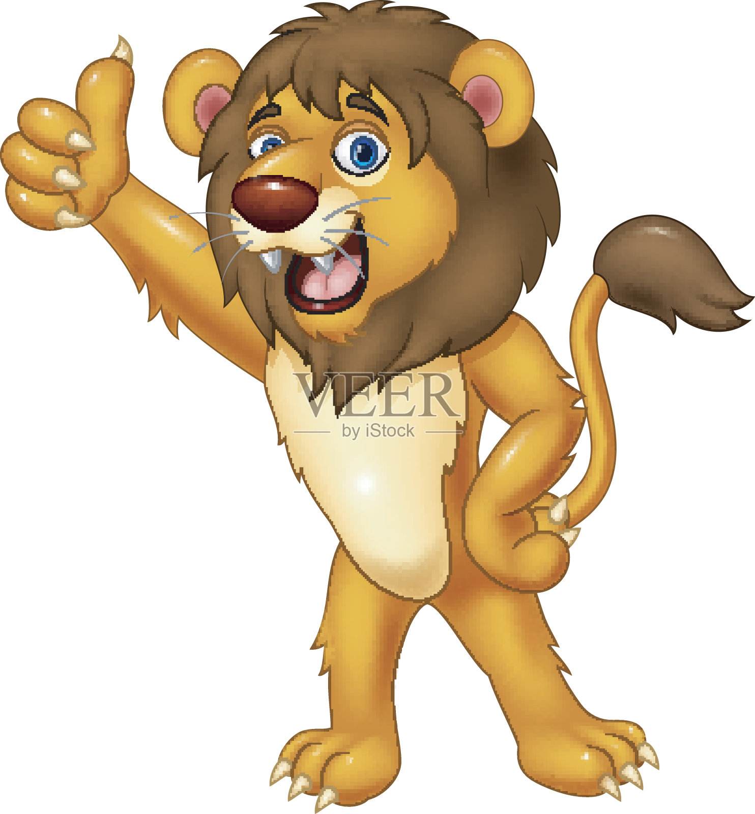 狮子竖起大拇指插画图片素材