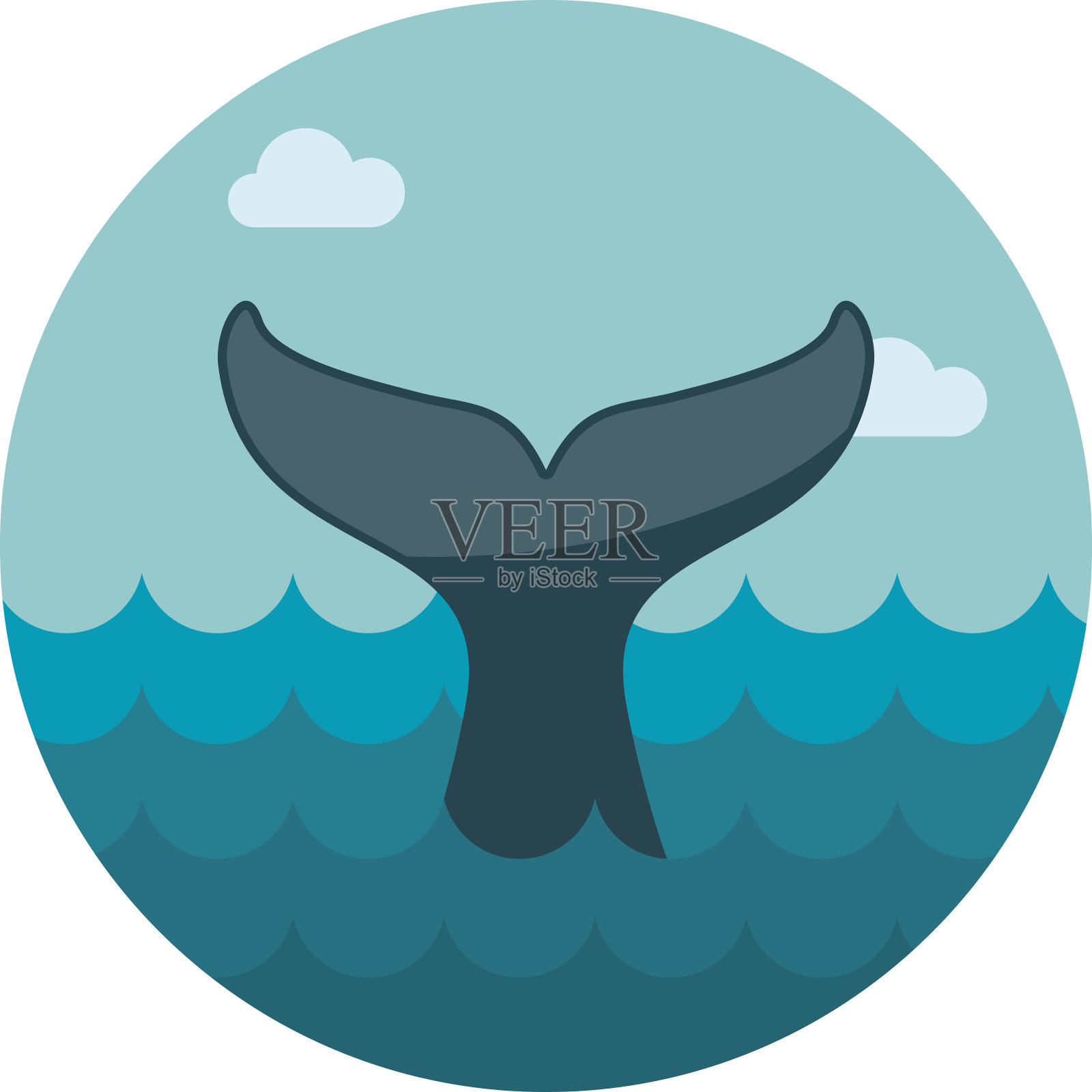 鲸鱼的尾巴图标。夏天。假期设计元素图片