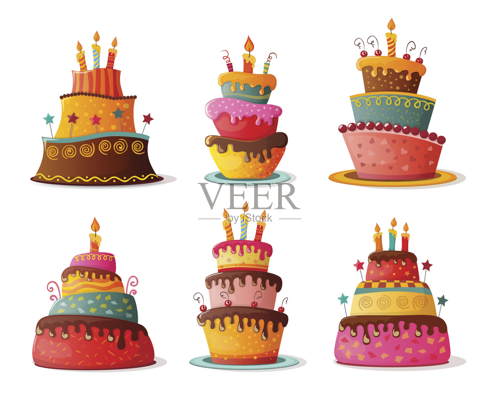 生日蛋糕集插画图片素材