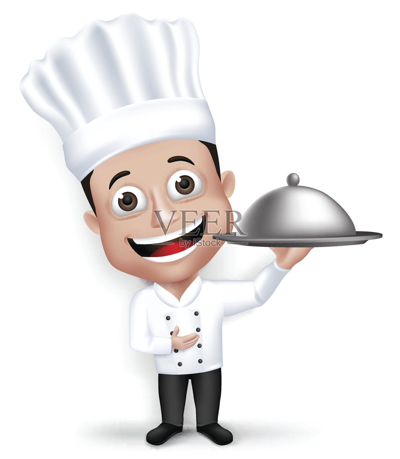 逼真的3D年轻友好的专业厨师厨师角色插画图片素材