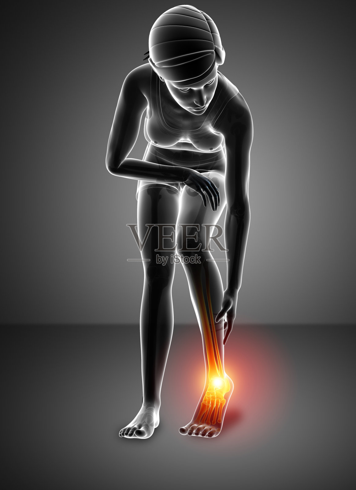 女性脚部脚踝疼痛插画图片素材