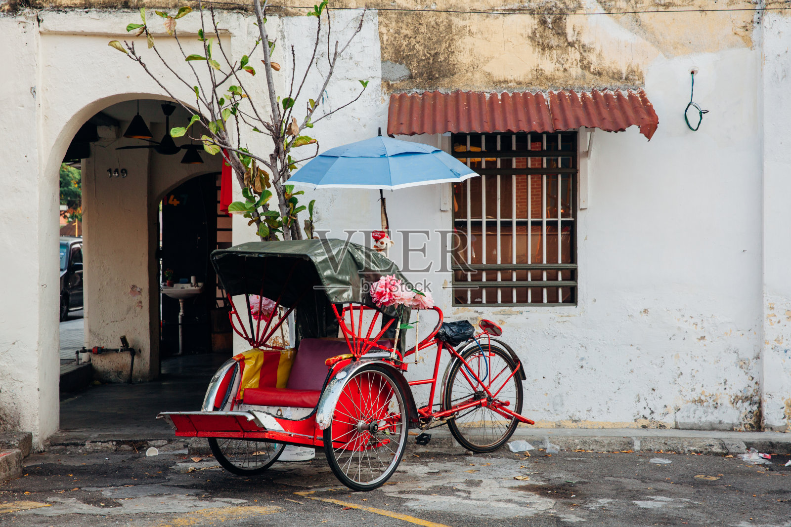 三轮车，槟城，马来西亚照片摄影图片