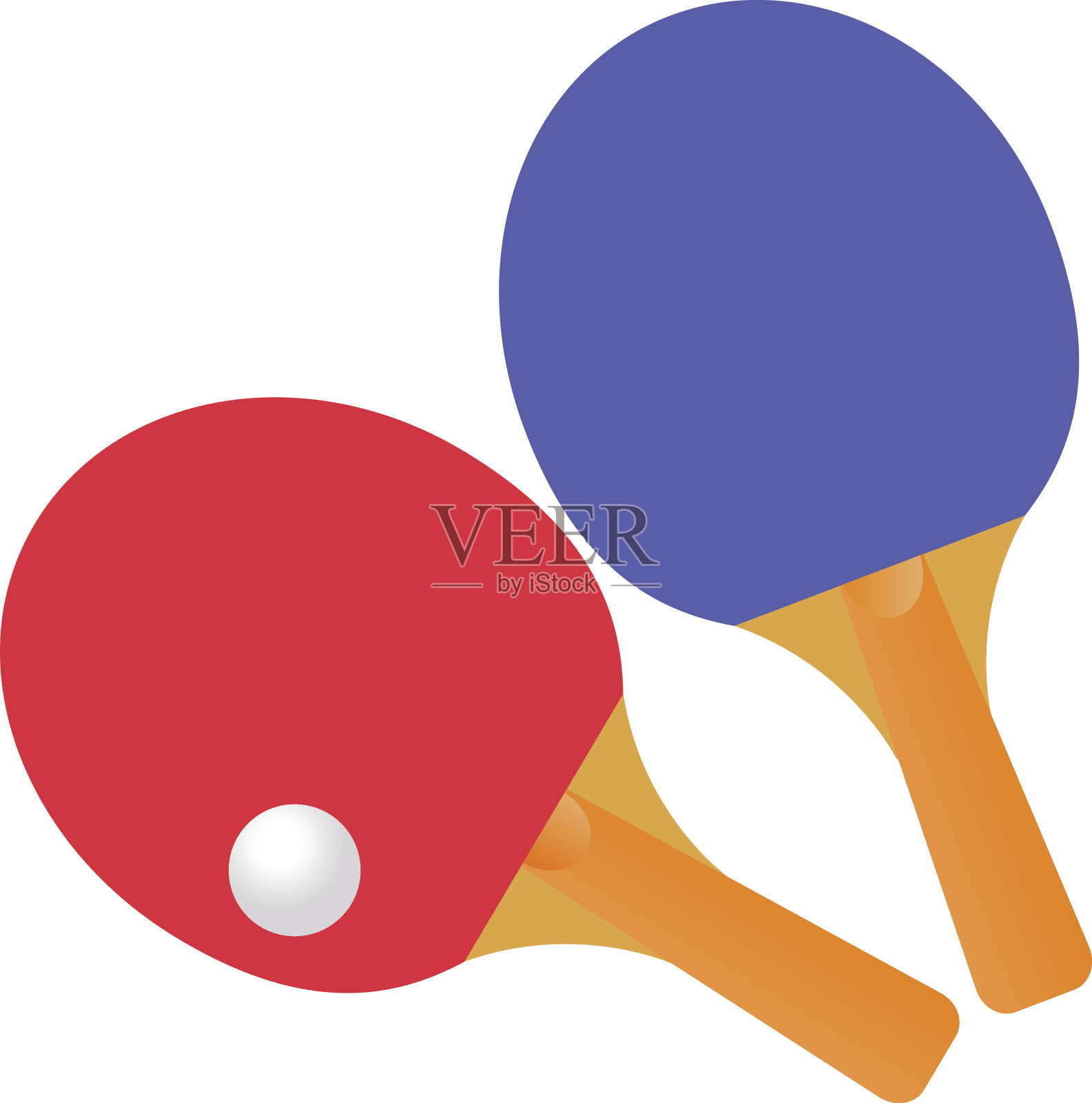 白色背景上的乒乓球拍和球。插画图片素材
