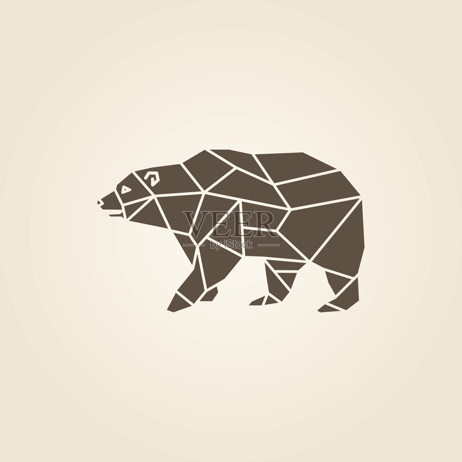 棕熊抽象几何多边形向量。设计元素图片