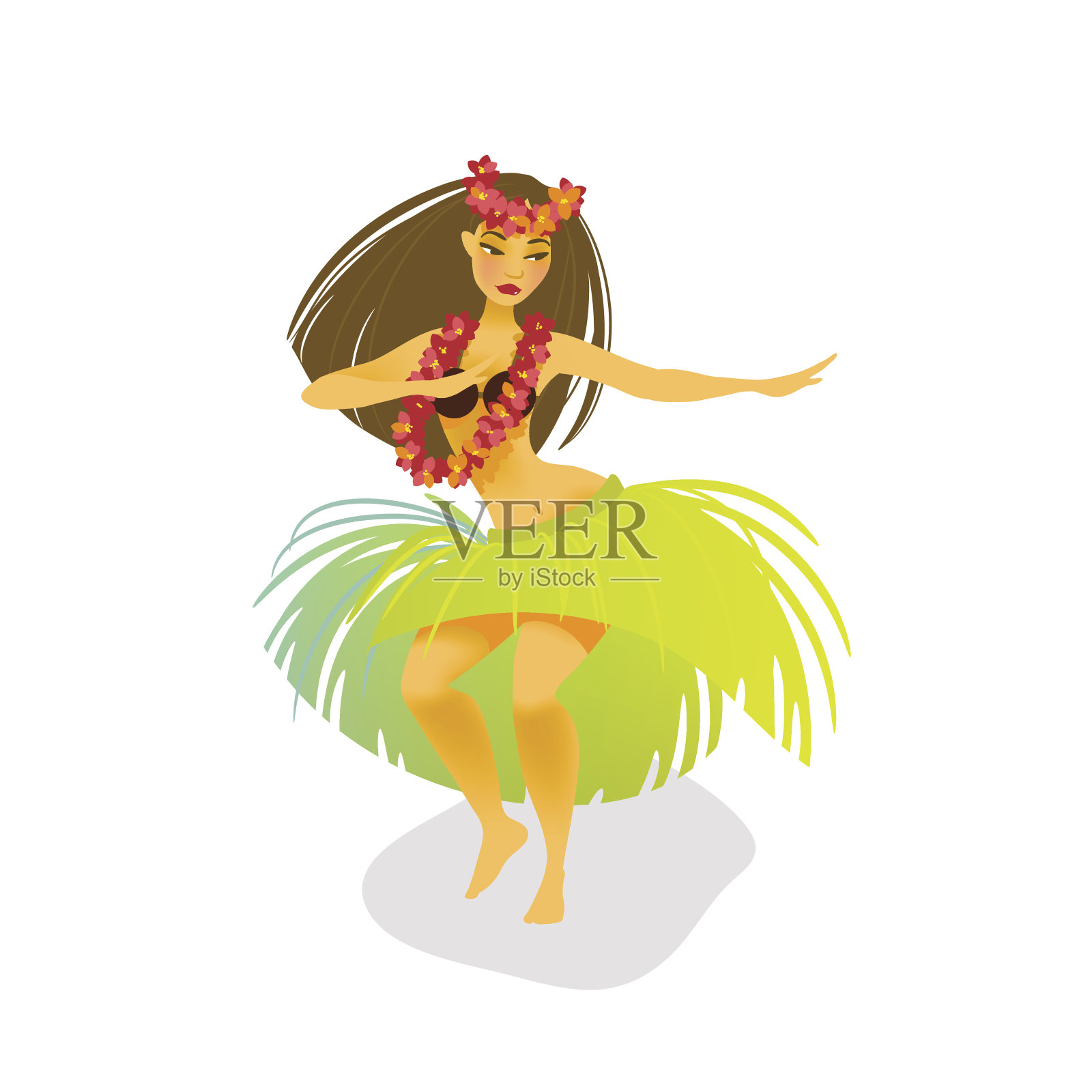 夏威夷草裙舞女郎的插画插画图片素材