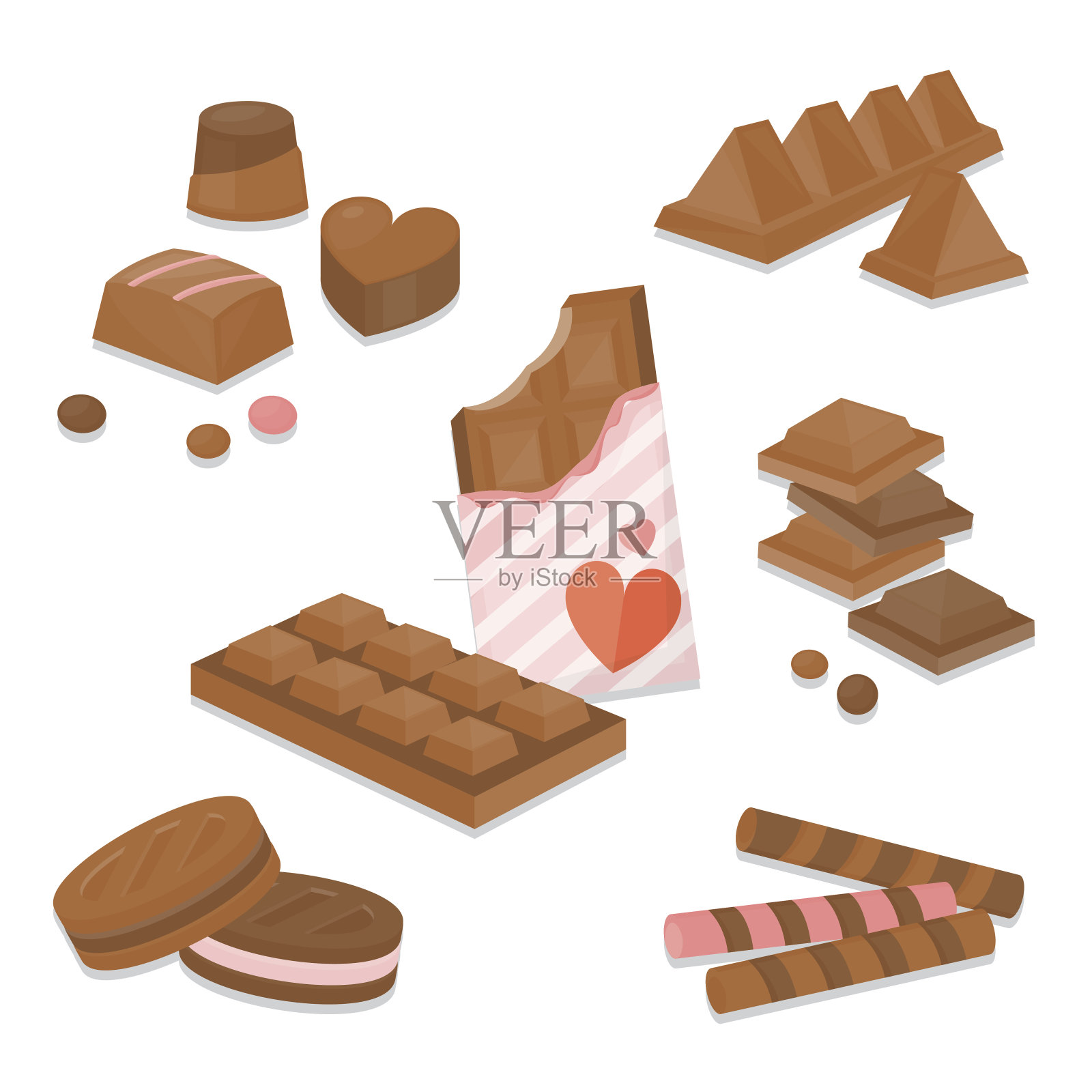 几个可爱的巧克力插画图片素材