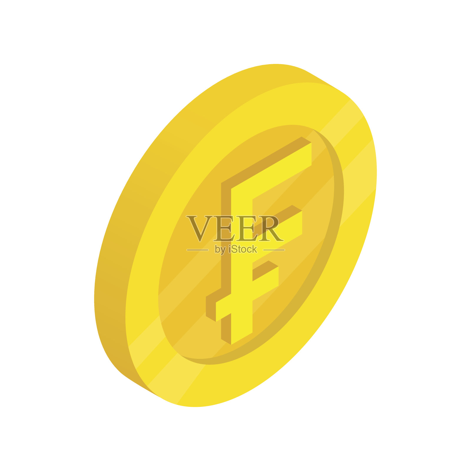 金币与法郎标志图标，等距3d风格设计元素图片