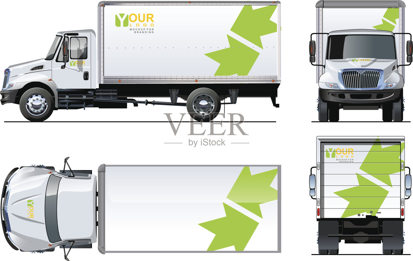 矢量卡车模板隔离在白色插画图片素材