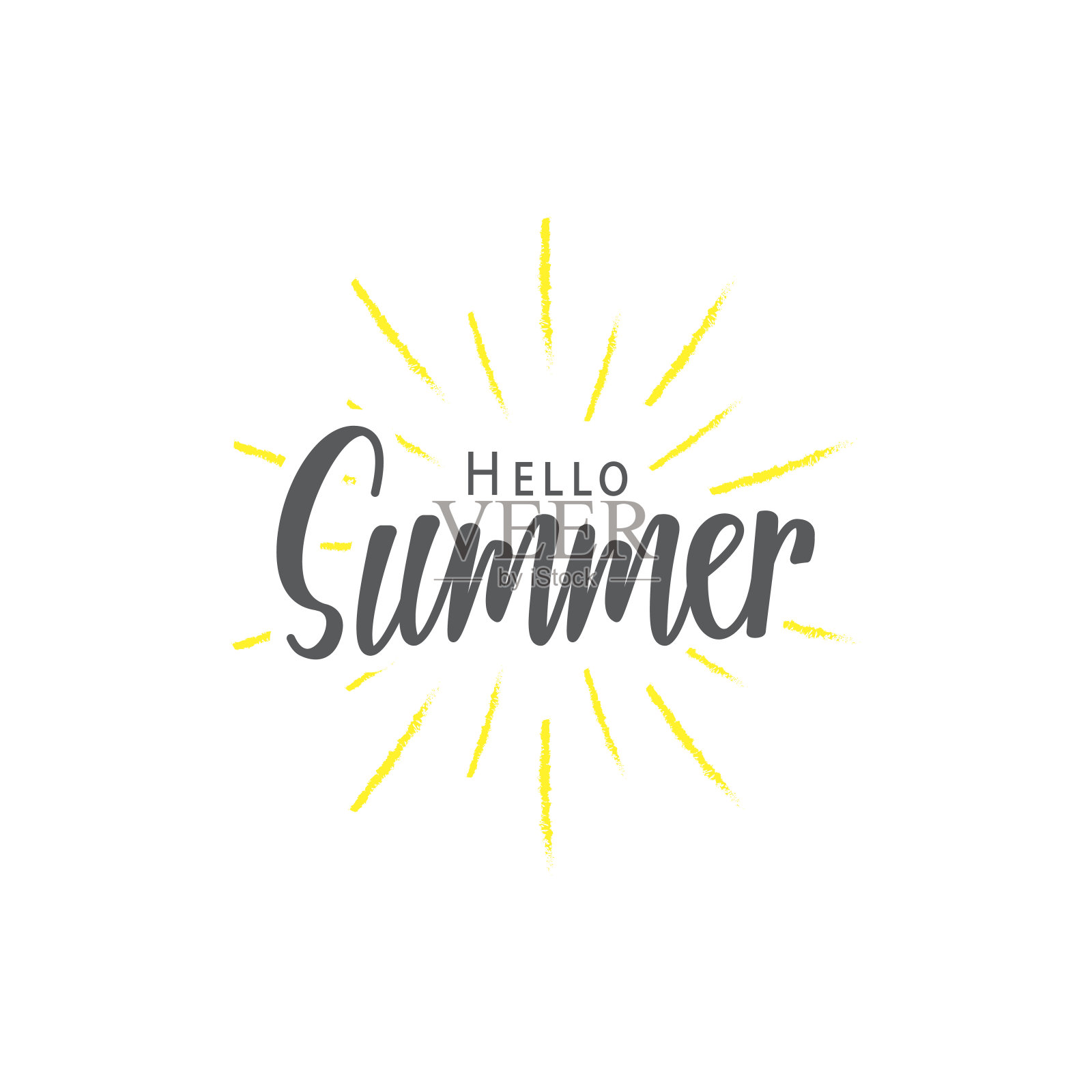 夏季(你好)字体排版矢量设计在白色的背景。字体设计理念。插画图片素材