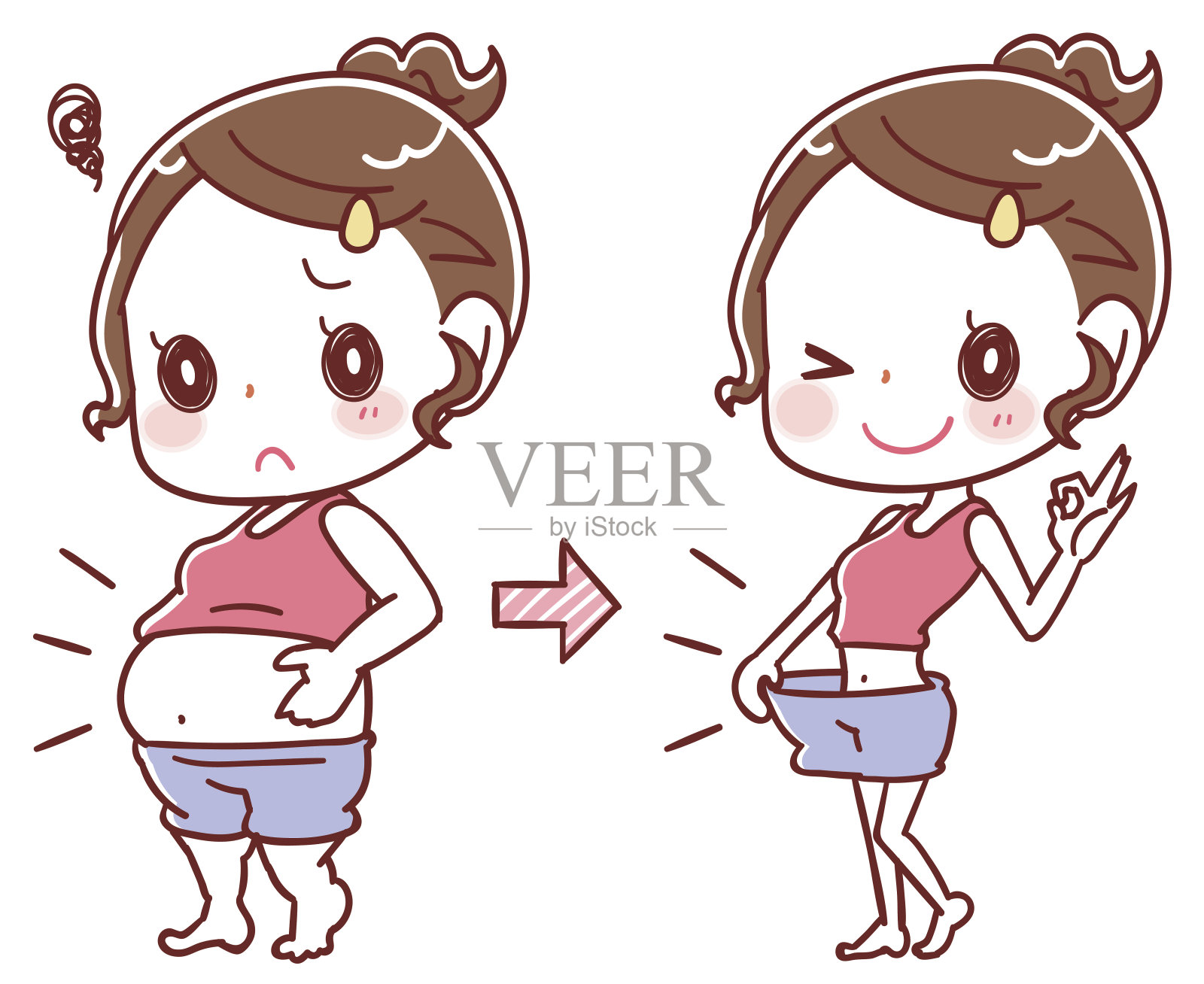 节食前后的女性设计元素图片