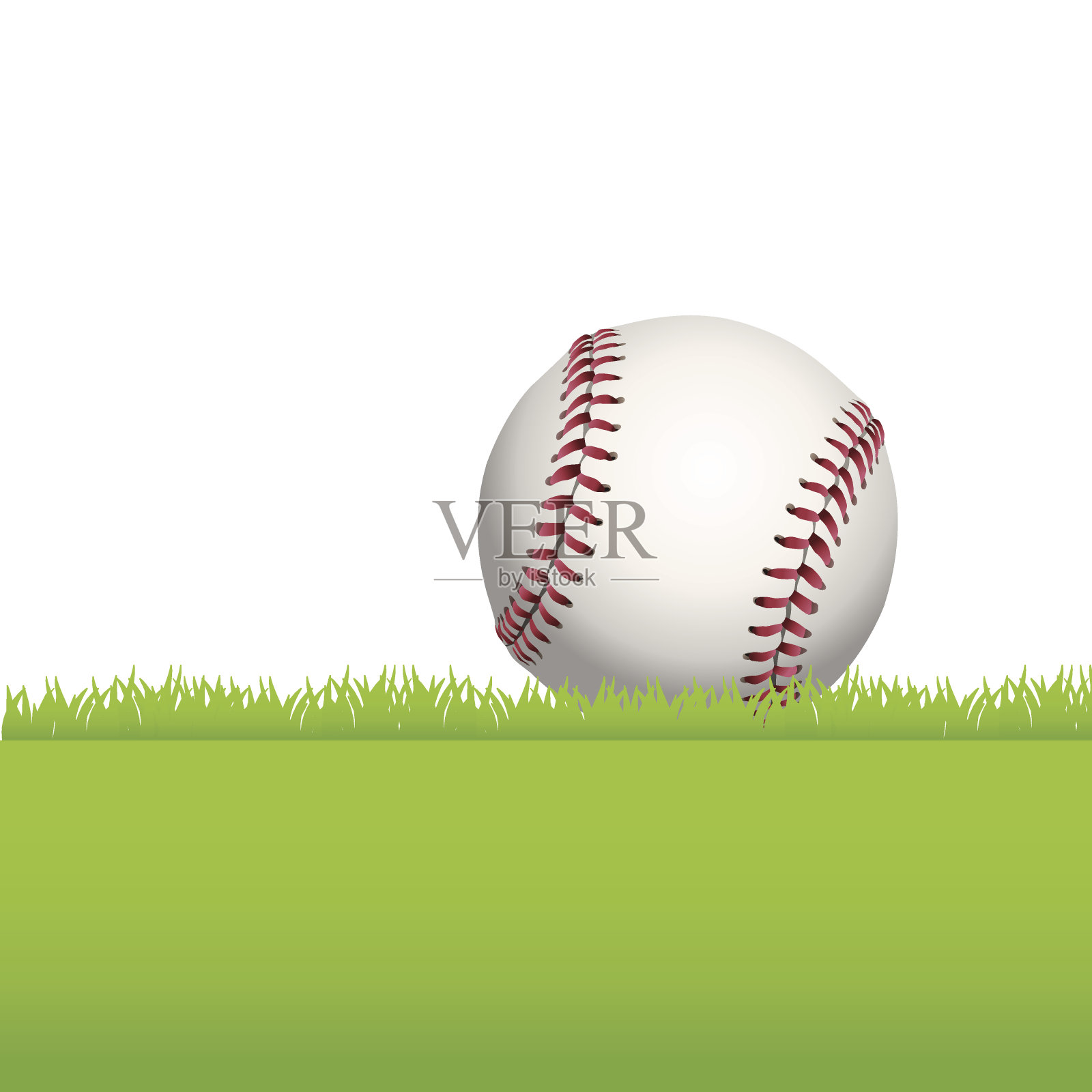 矢量棒球坐在绿色草地上的插图插画图片素材