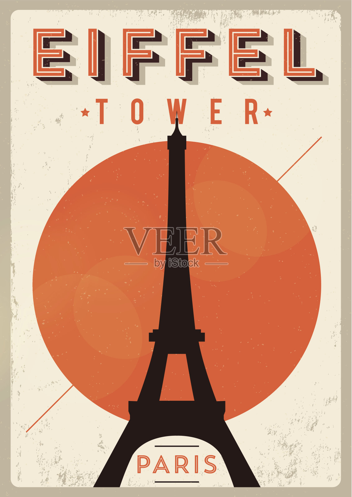 埃菲尔铁塔复古海报插画图片素材