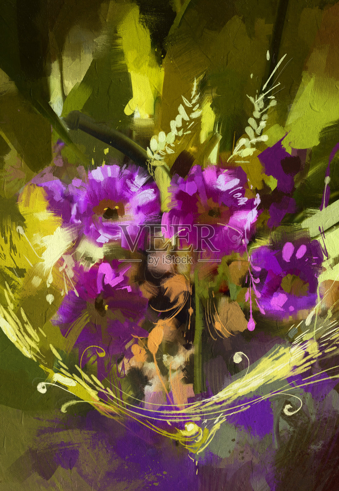 紫色的花束插画图片素材