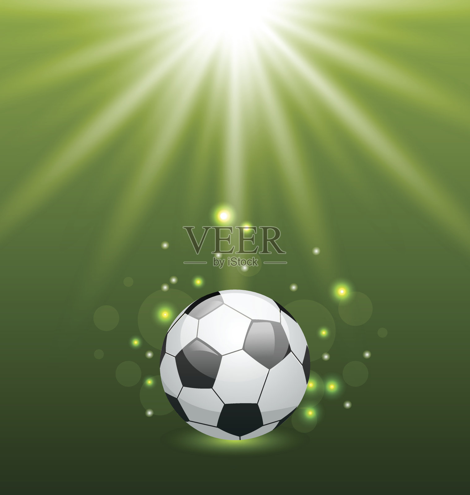 足球背景与球和灯光效果插画图片素材