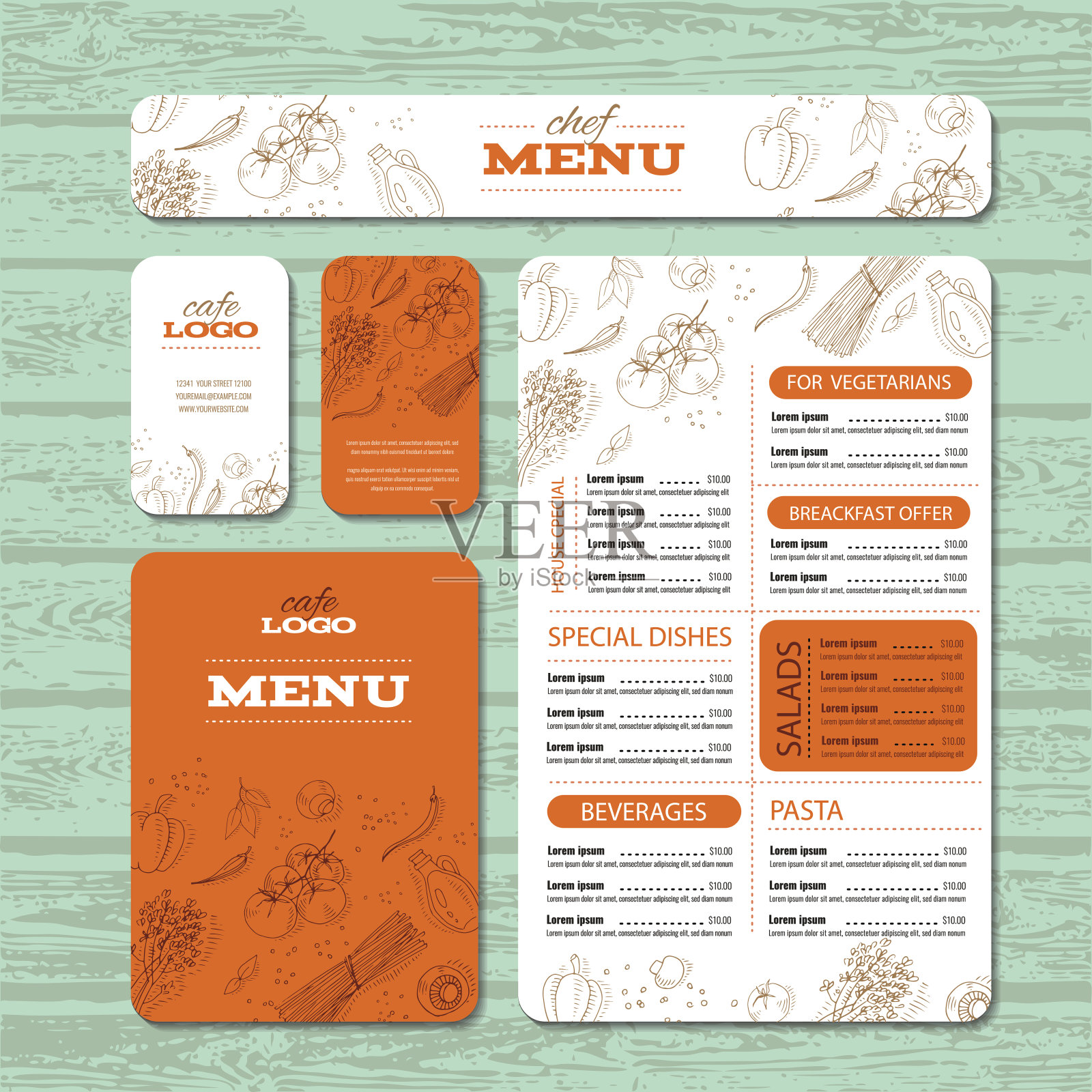 咖啡馆或餐厅身份模板设计模板素材