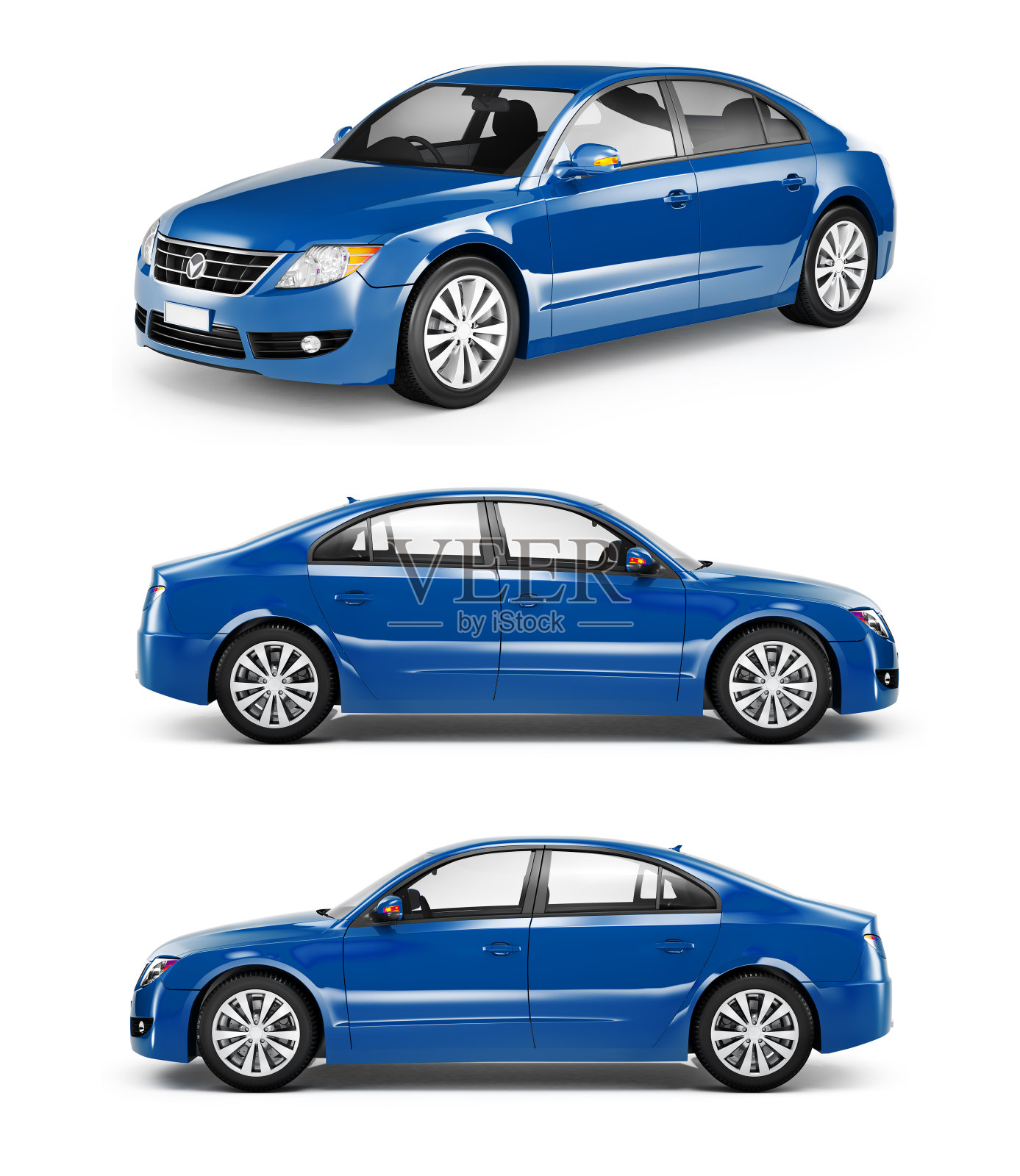 蓝色家庭汽车的3D图像照片摄影图片