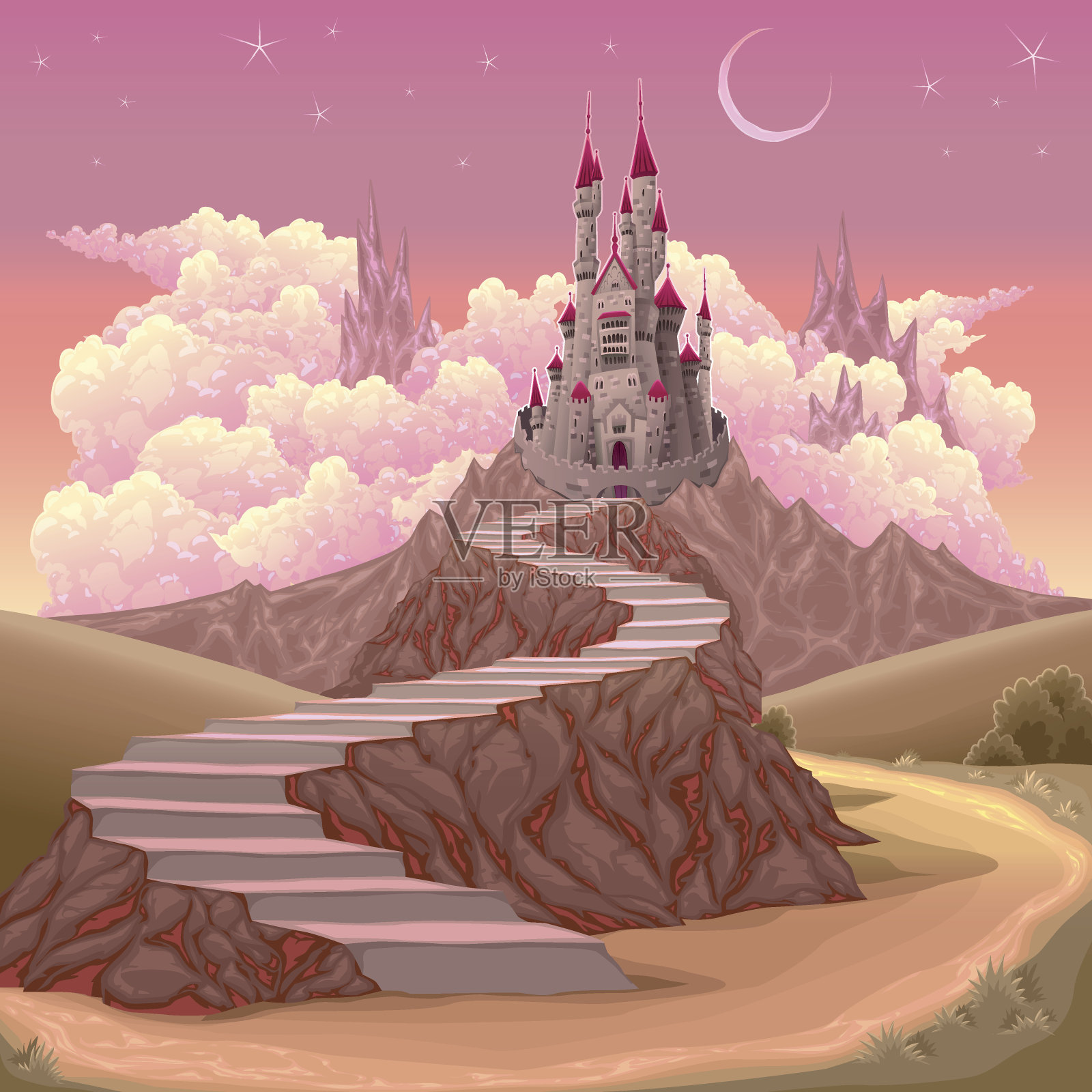 梦幻城堡景观插画图片素材