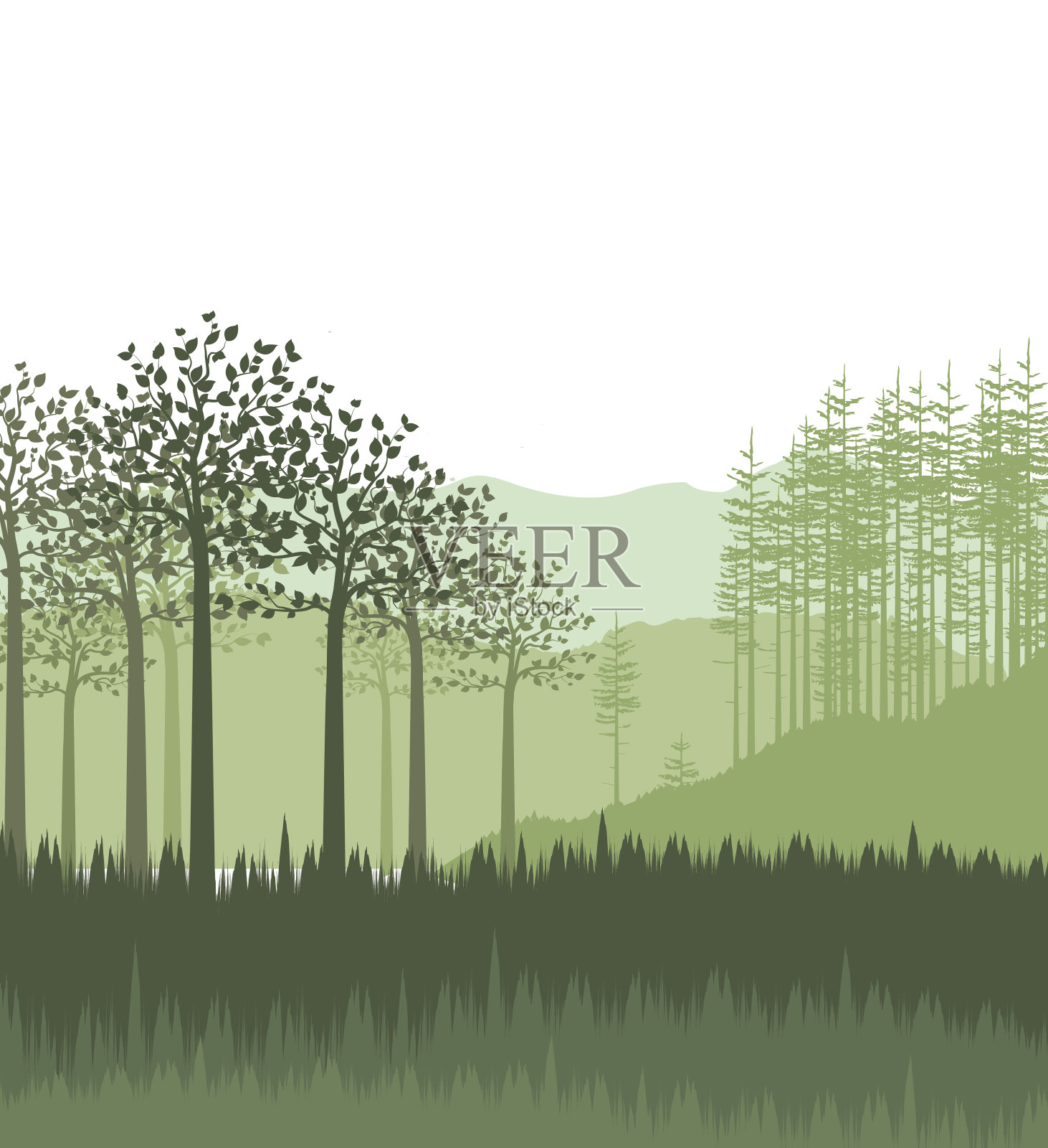 与森林景观插画图片素材