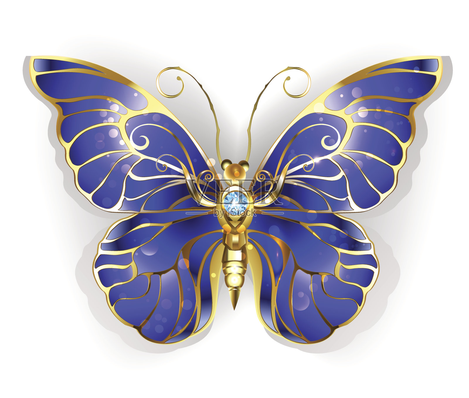 蓝宝石的蝴蝶插画图片素材