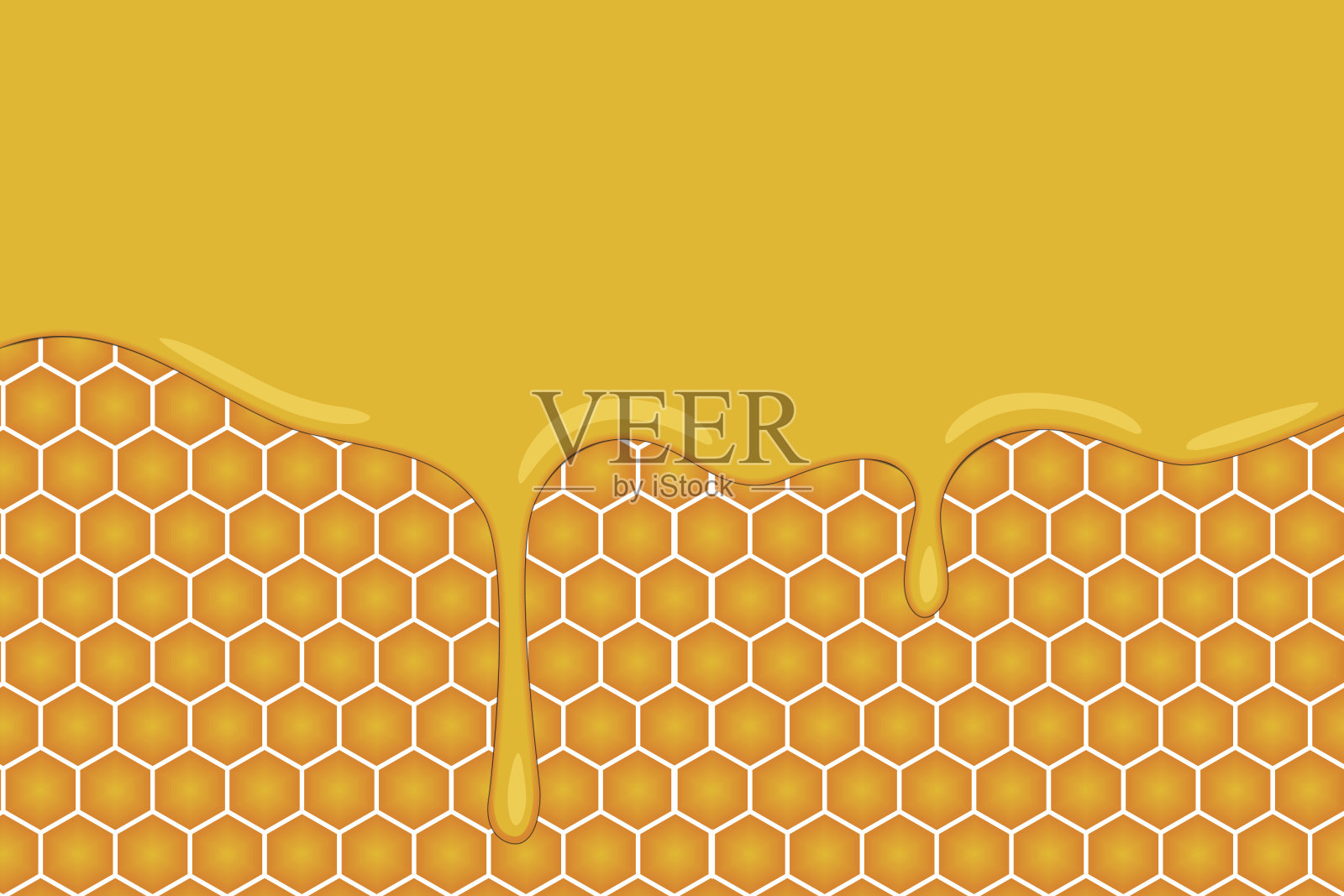 矢量背景与蜂巢和蜂蜜卡通风格插画图片素材