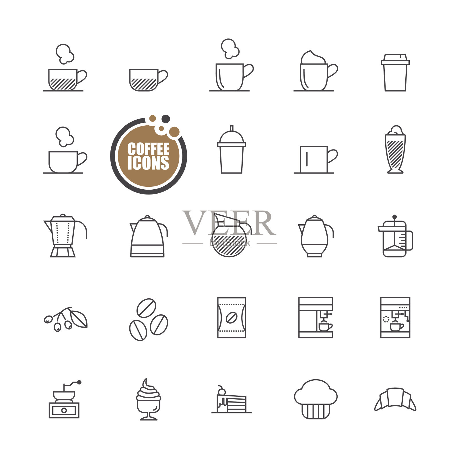 咖啡和面包店的图标系列图标素材