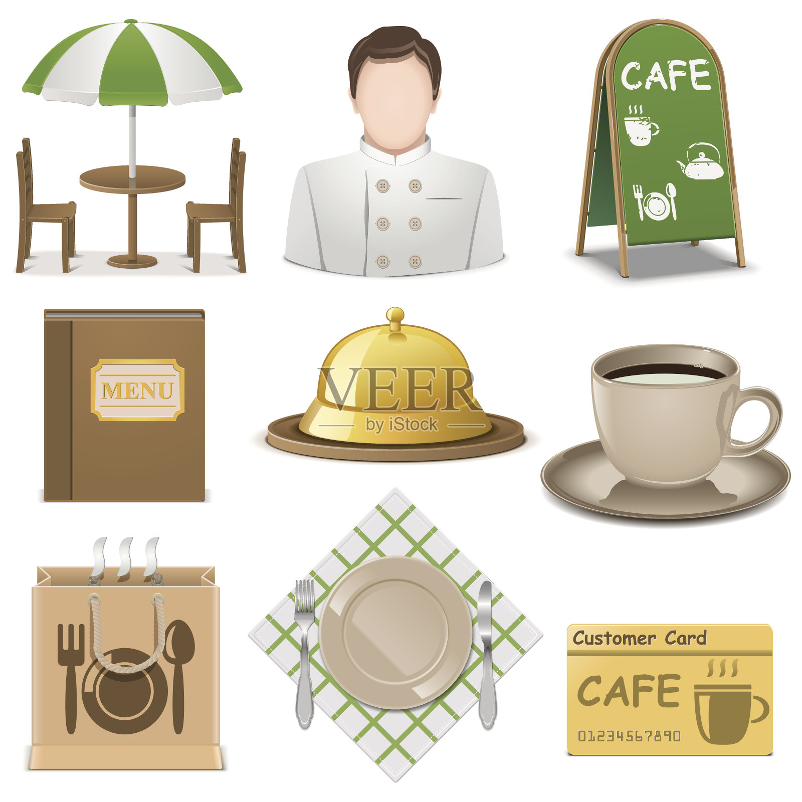 向量咖啡馆图标插画图片素材