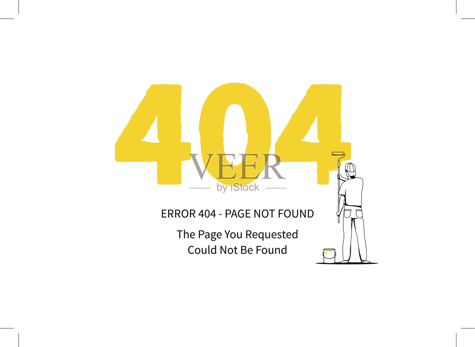 404错误，白色背景上的画家矢量图插画图片素材