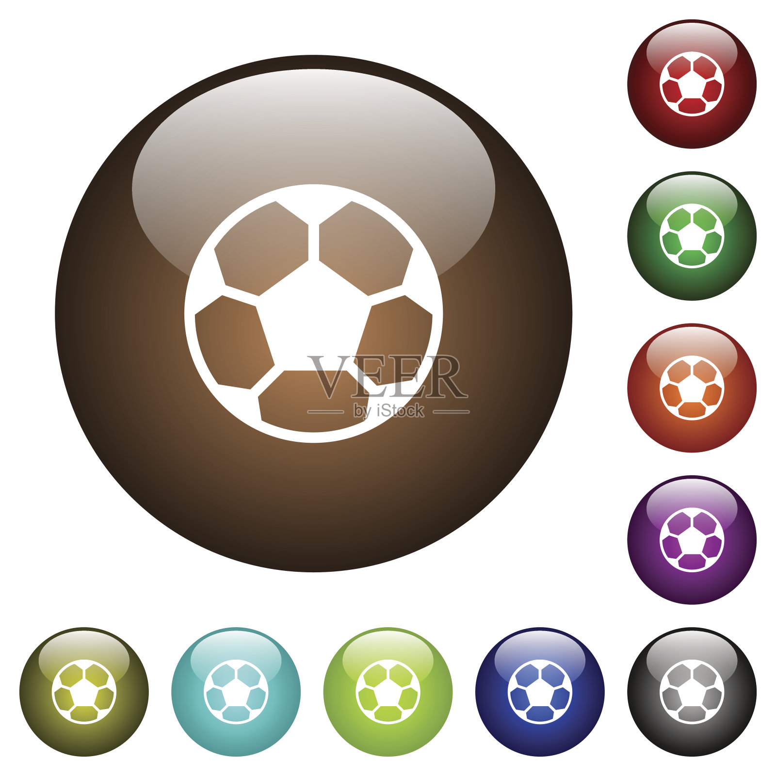 足球彩色玻璃按钮插画图片素材