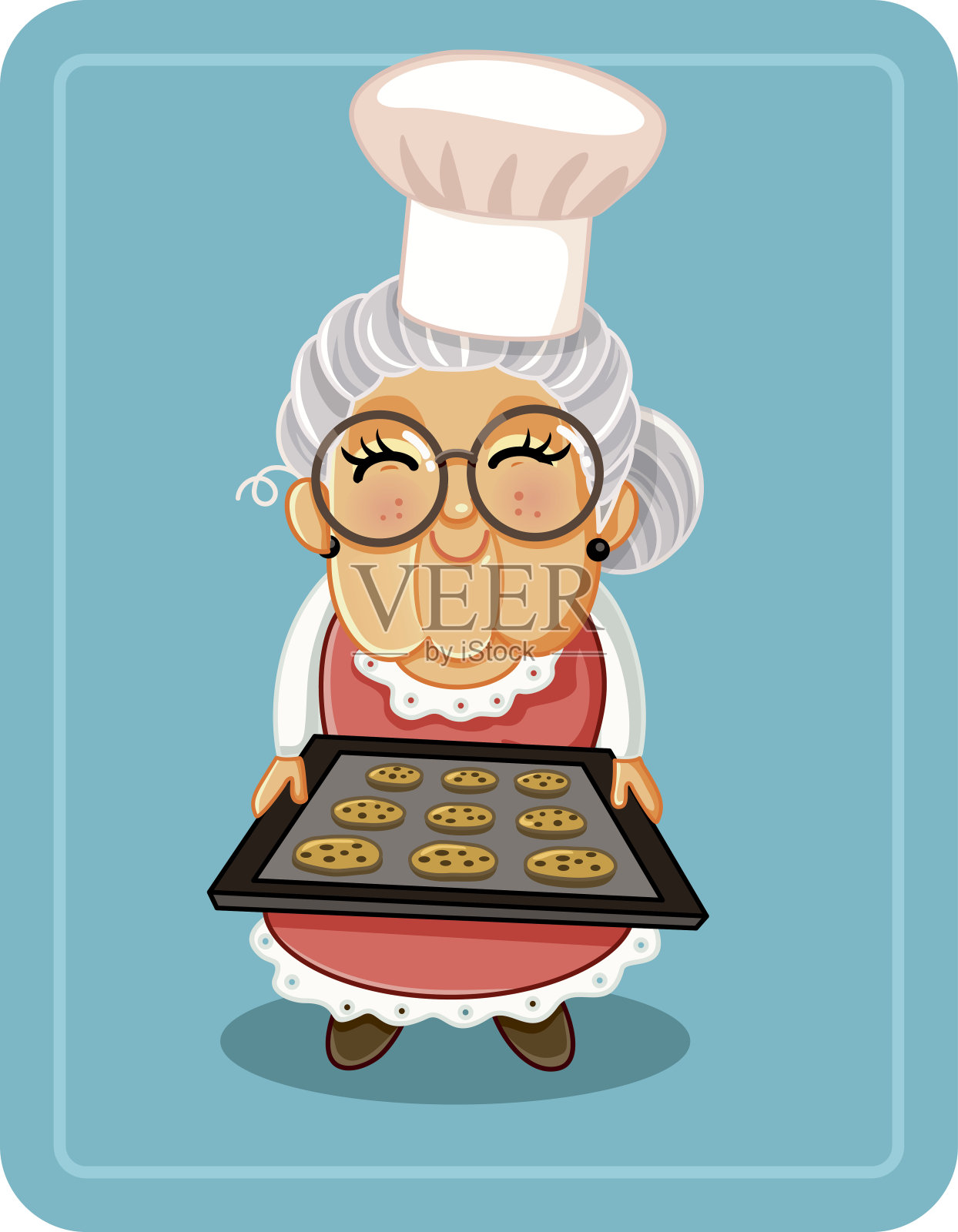 奶奶烘焙巧克力片饼干矢量插图插画图片素材