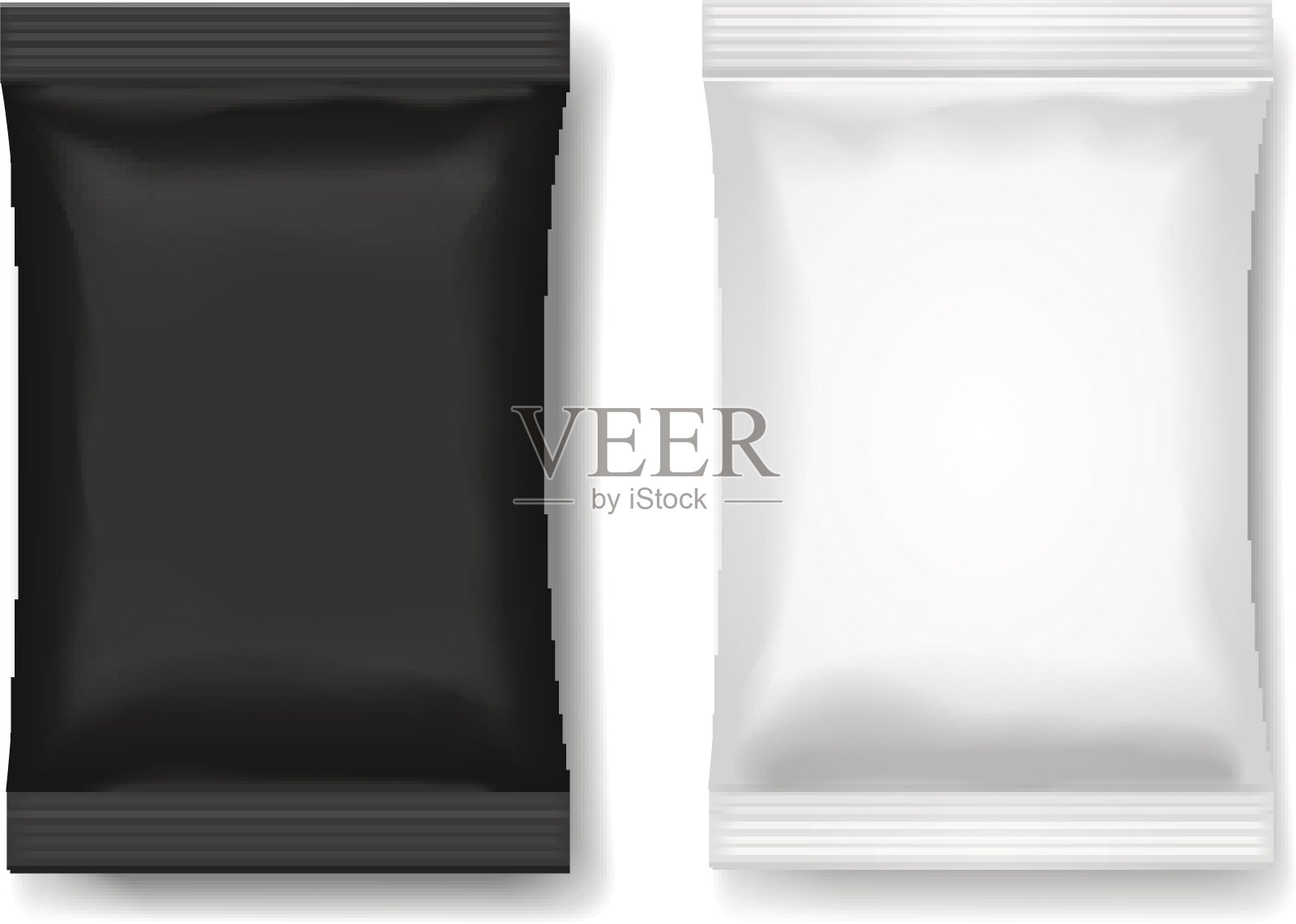 零食包装黑白，空白食品包装或巧克力或威化三维现实矢量插图设计元素图片
