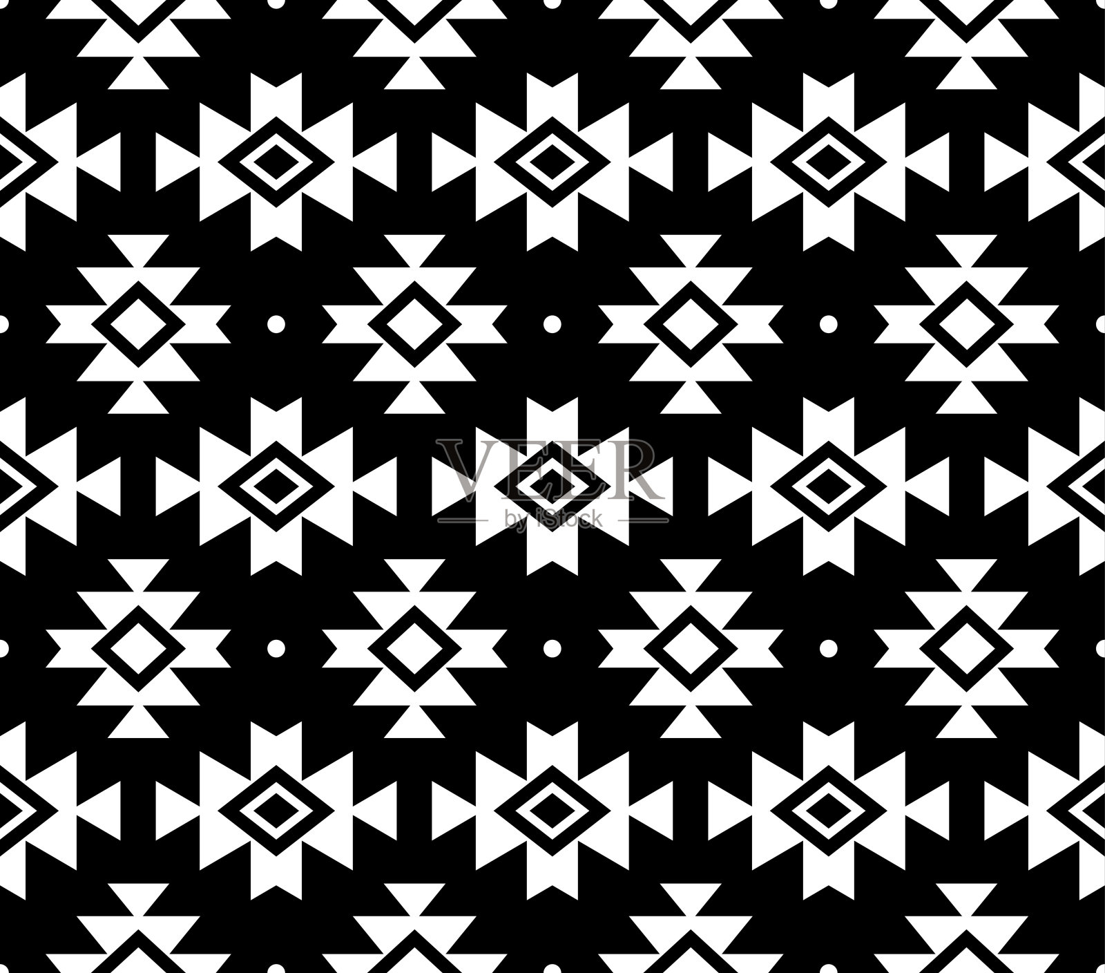 阿兹特克矢量图案，部落背景，纳瓦霍设计在白色的黑色背景插画图片素材