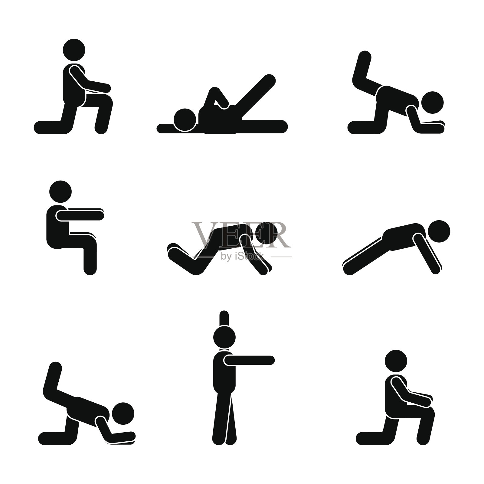 锻炼身体，锻炼身体，伸展身体。健康生活方式向量象形图插画图片素材