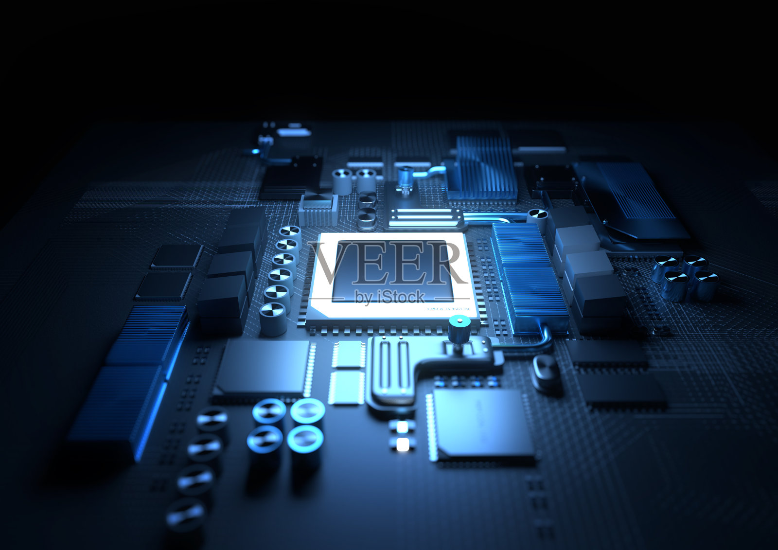 现代CPU和主板技术背景照片摄影图片