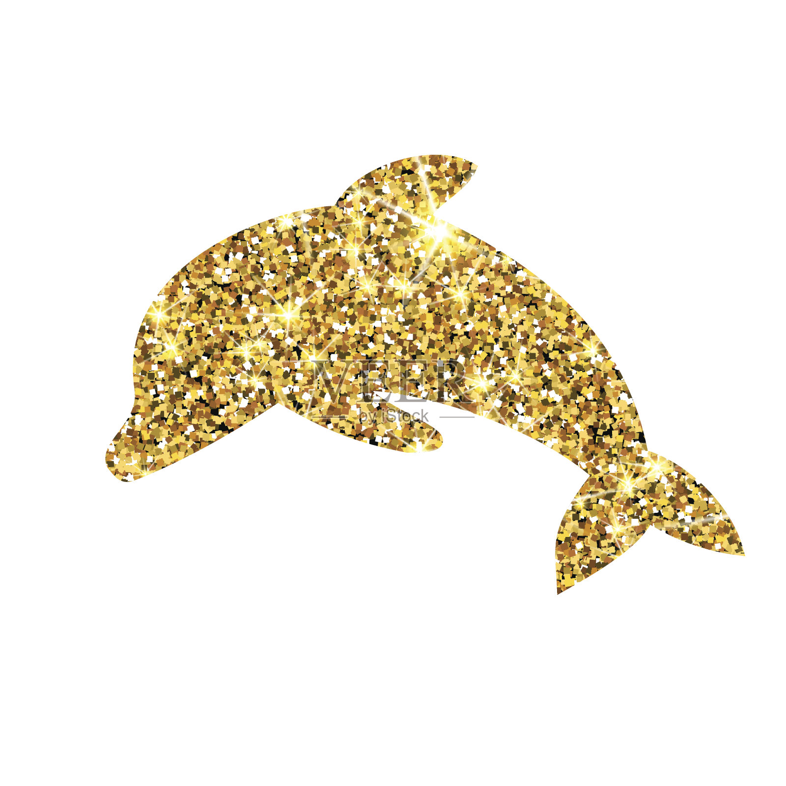 金色闪光矢量海豚。黄金sparcle鱼。琥珀色的粒子。豪华的设计元素。设计元素图片