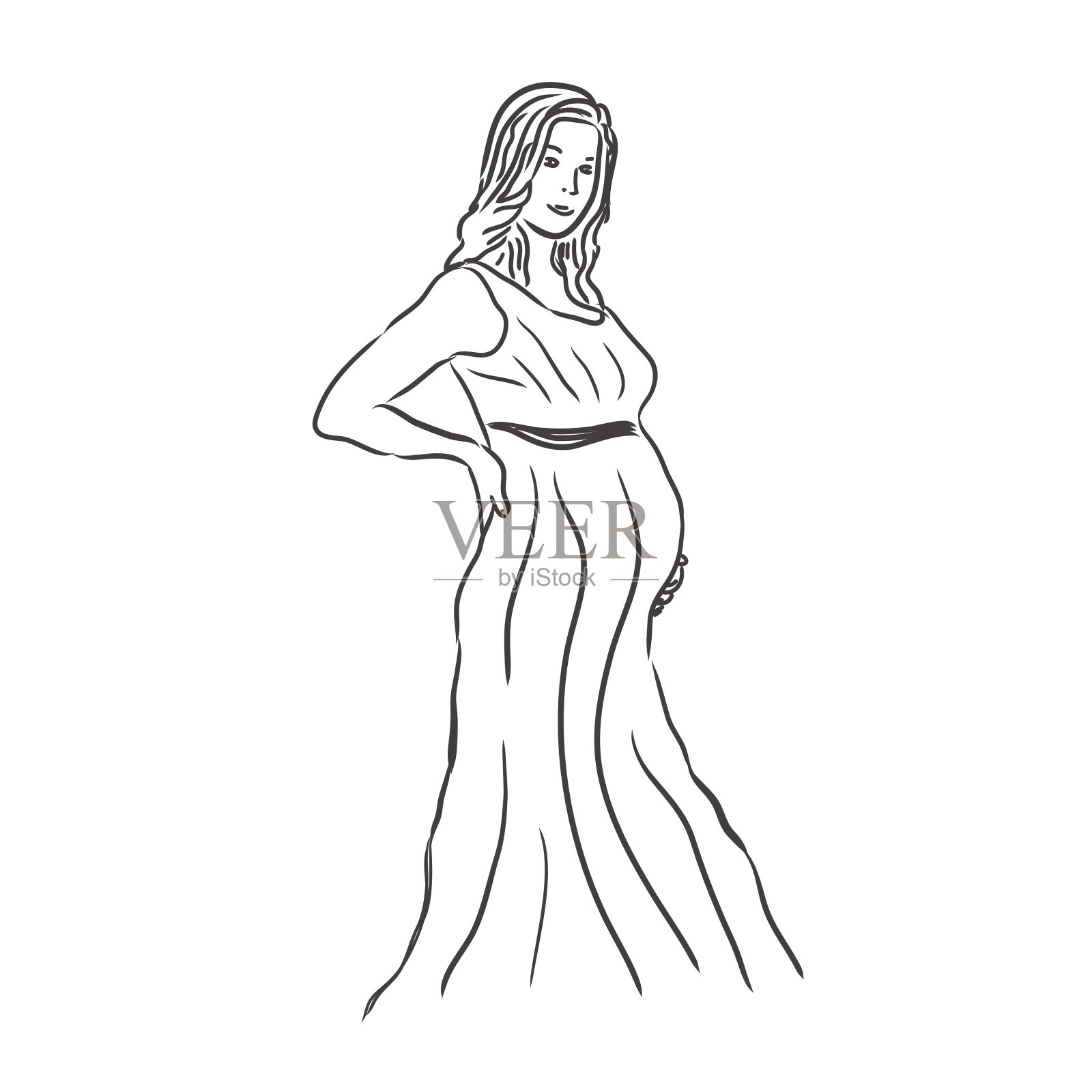 美丽怀孕的女人在心中的性格插画图片素材_ID:366591789-Veer图库