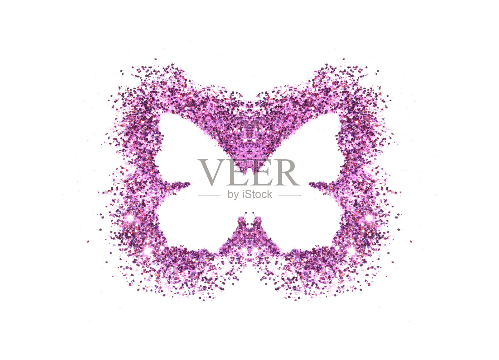 白色背景上的紫蝴蝶闪闪发光照片摄影图片