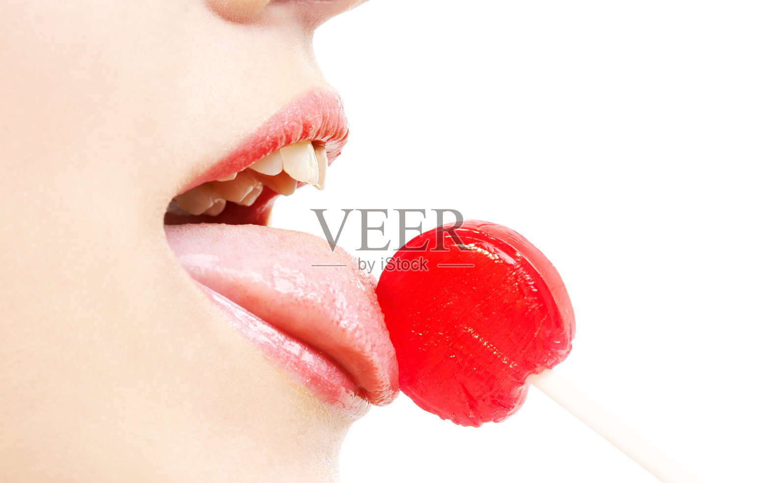 嘴唇，舌头和糖果照片摄影图片