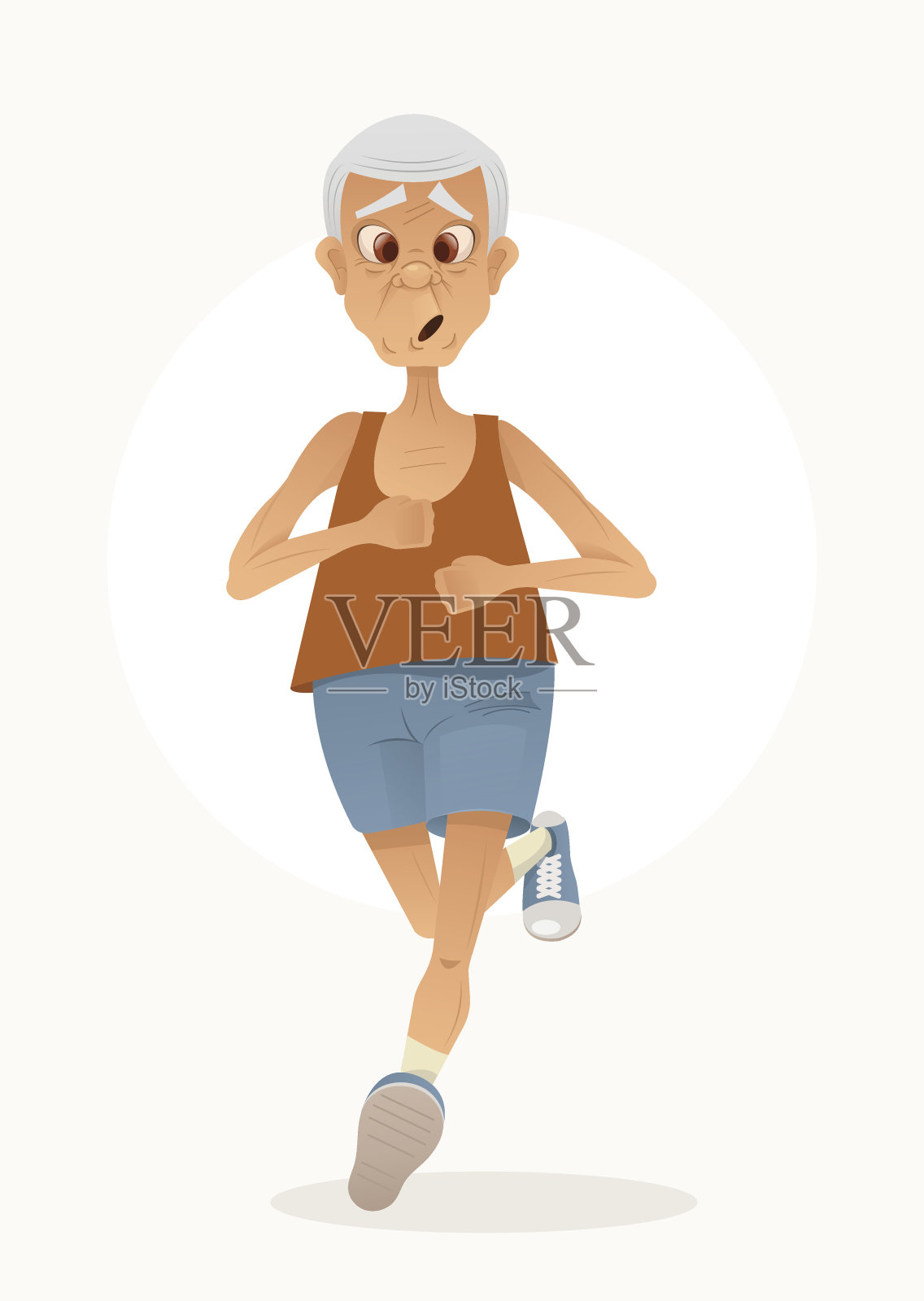 老运动开心爷爷性格跑。健康积极的生活方式插画图片素材