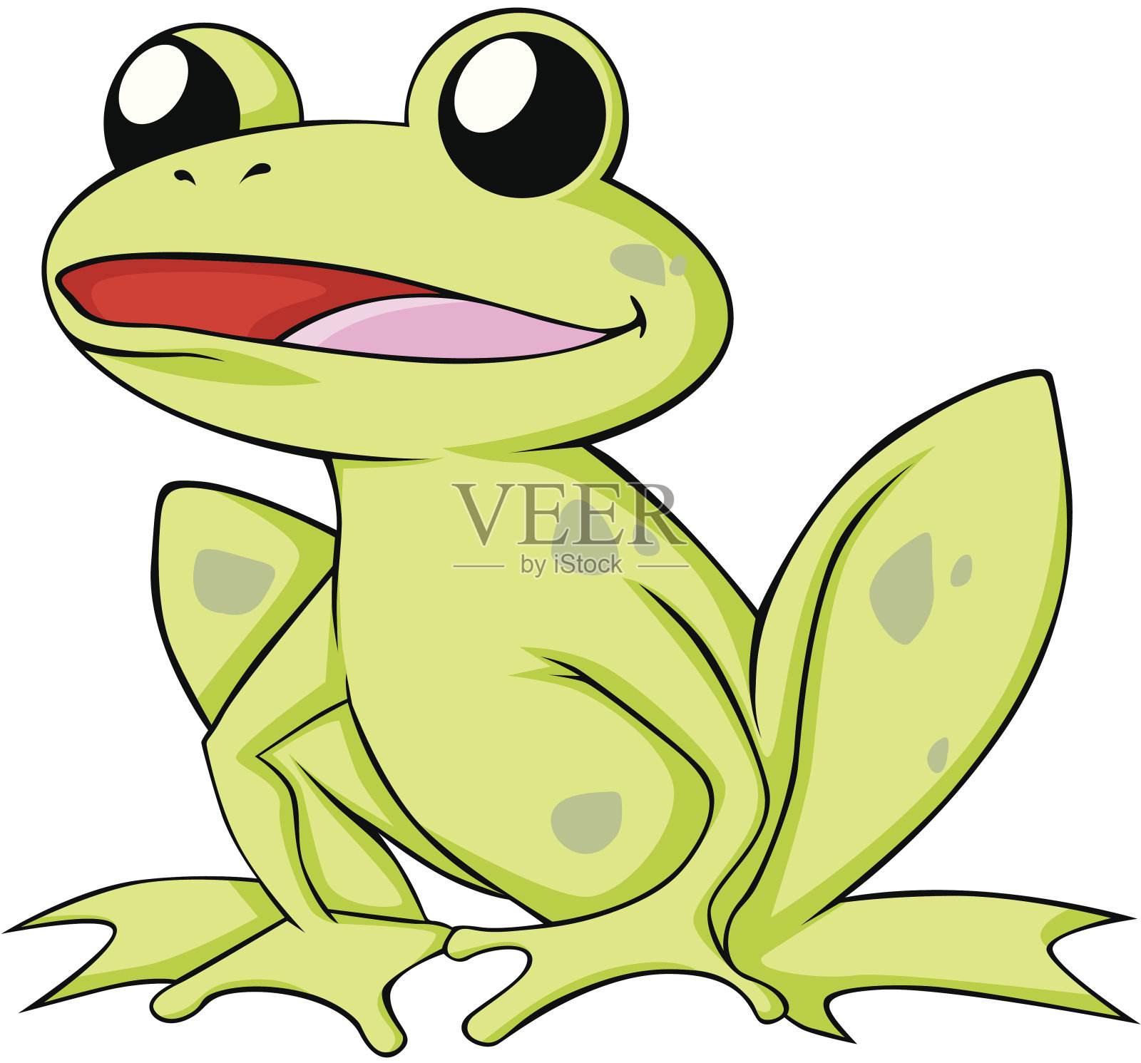 快乐的美国牛蛙插画图片素材