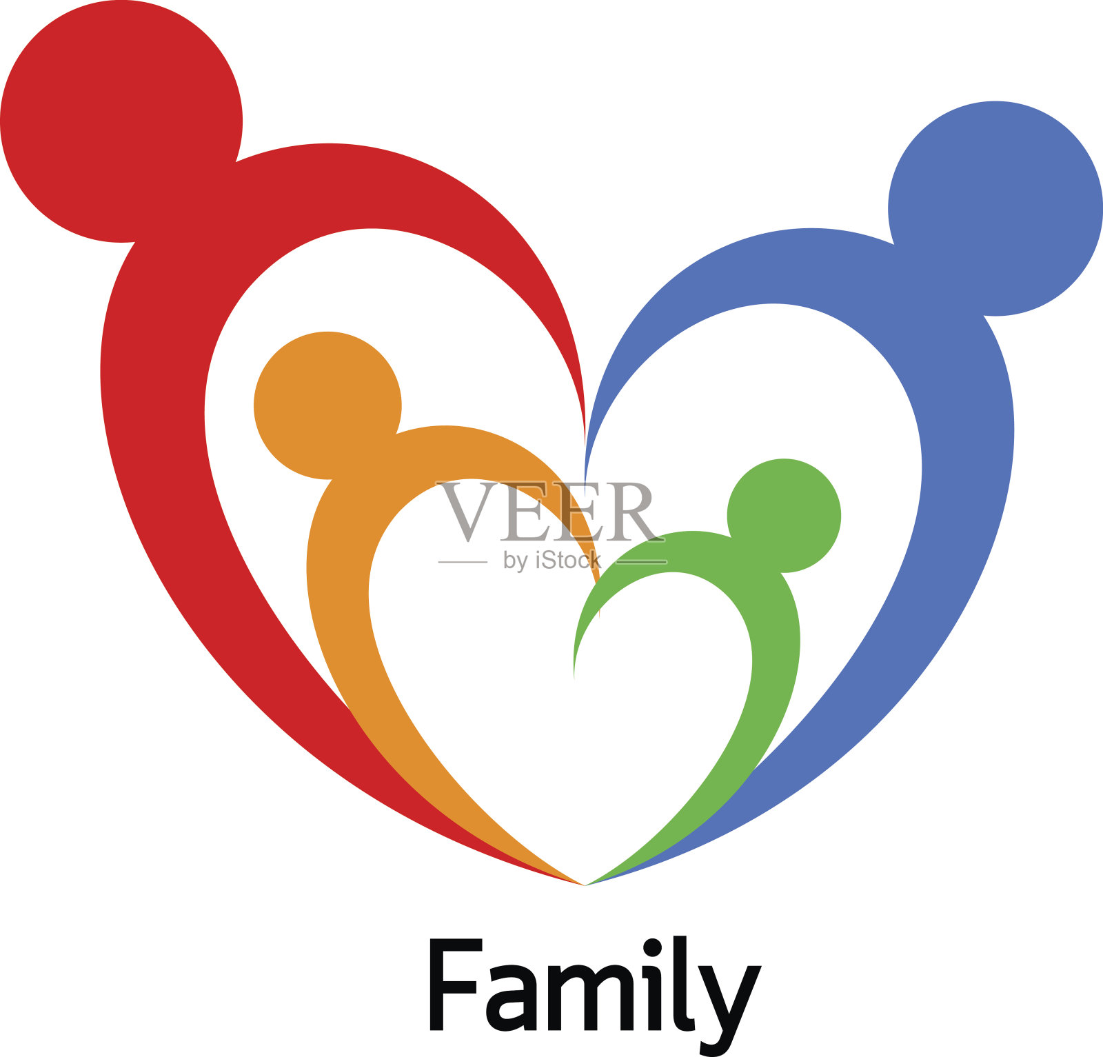 心形的家庭图标。插画图片素材