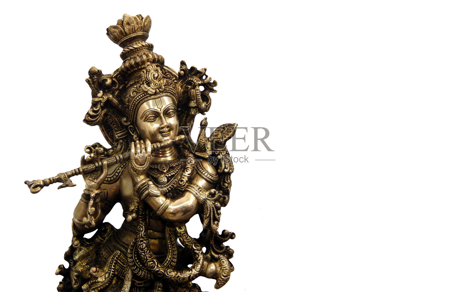 印度教神克里希纳的金属神像照片摄影图片
