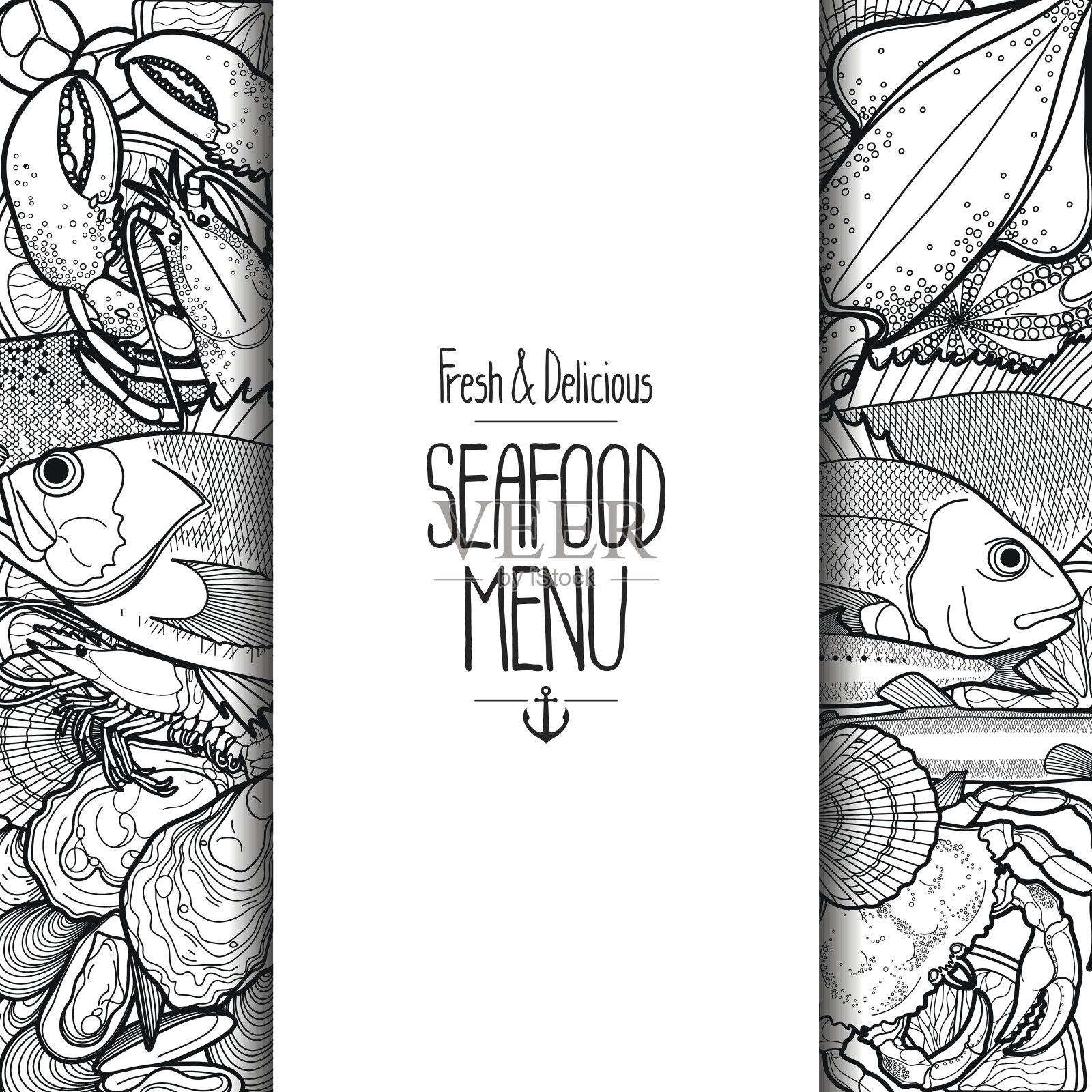 平面海鲜菜单设计插画图片素材