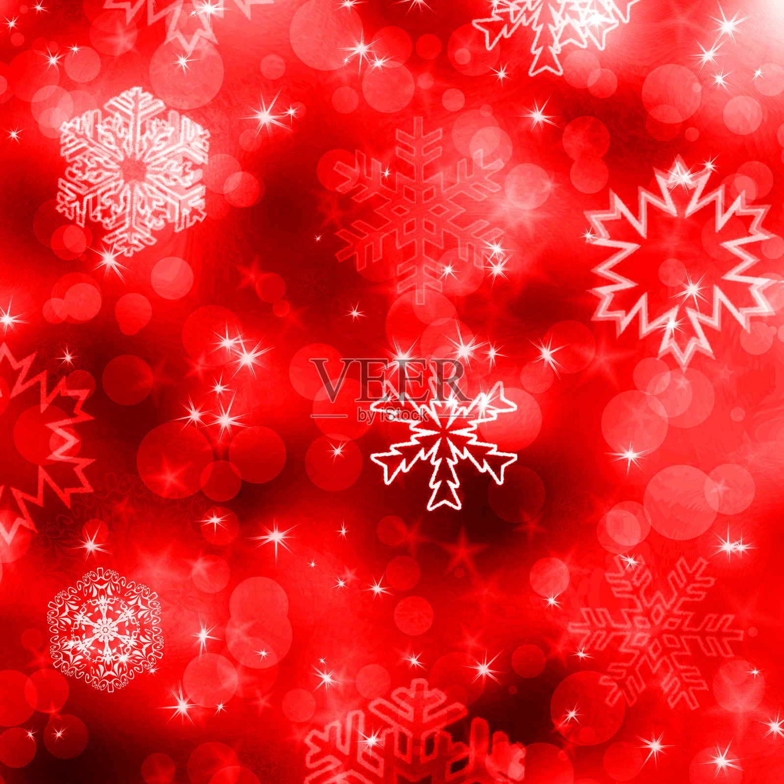 圣诞节的背景是白色的雪花和星星插画图片素材