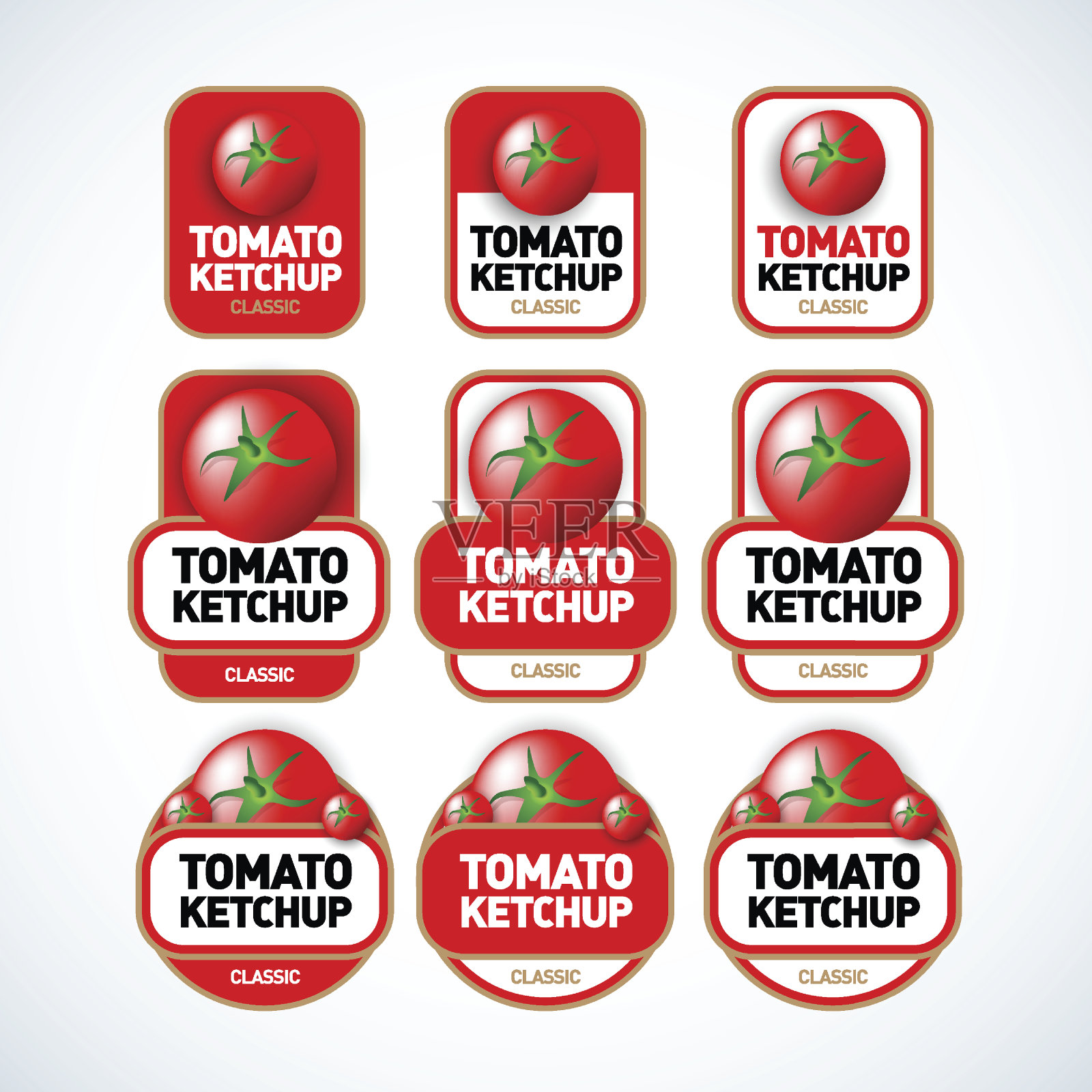 番茄酱矢量标签模板。孤立的矢量插图。插画图片素材