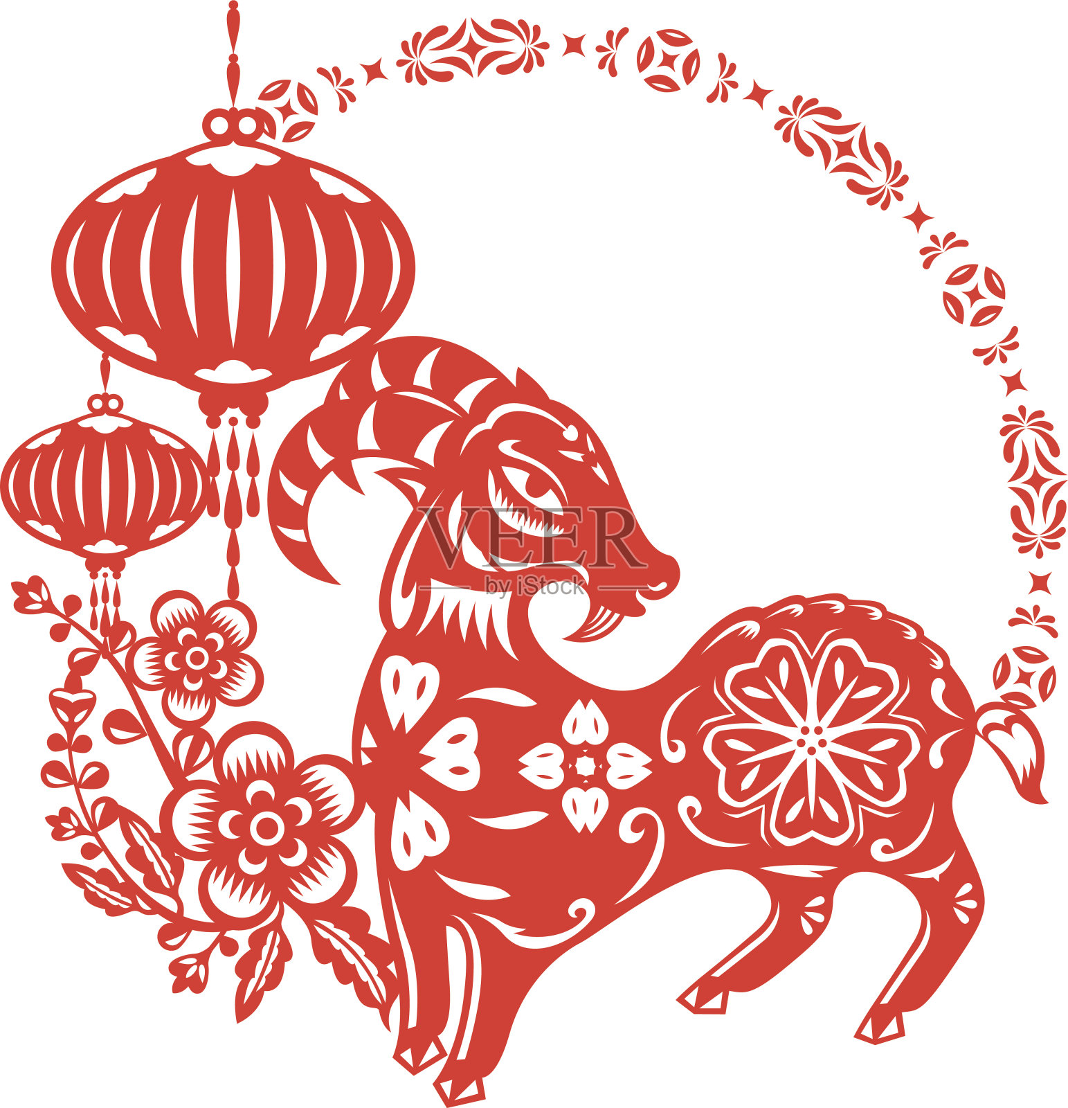 中国的幸运羊羊年插画图片素材