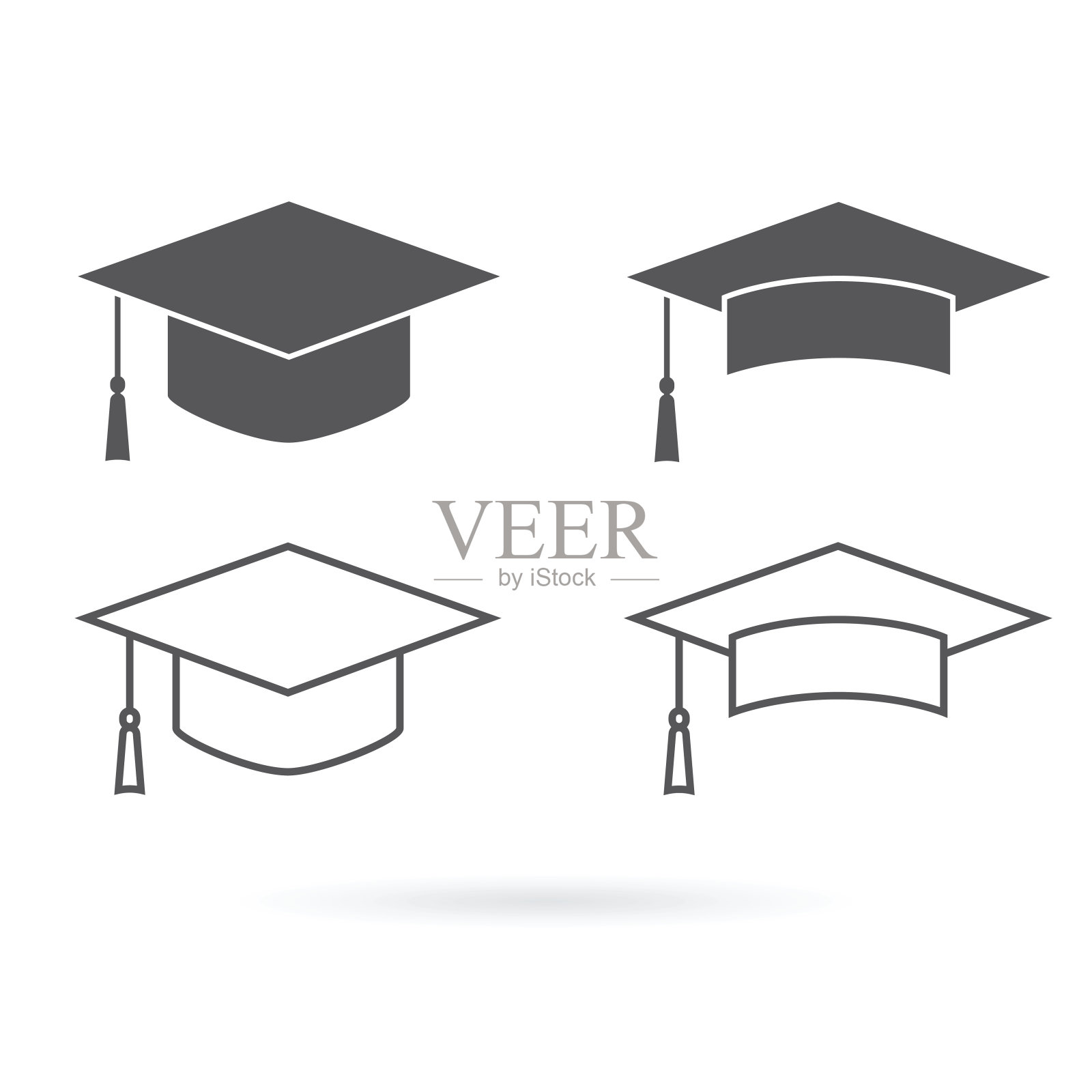 毕业帽矢量图标孤立在白色背景插画图片素材