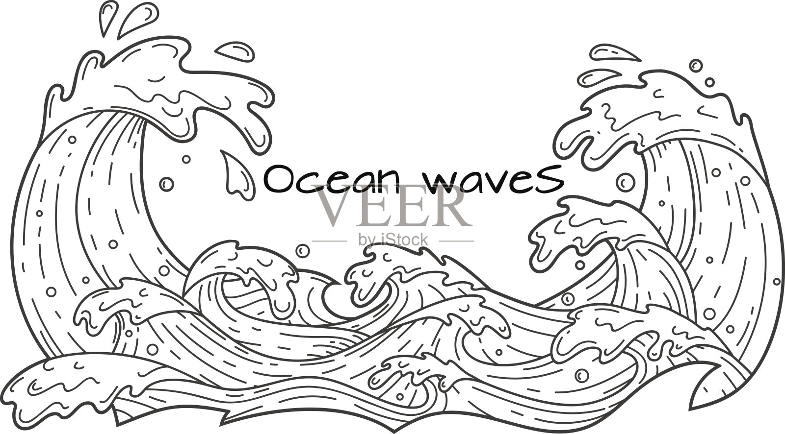 海浪，轮廓矢量插图插画图片素材