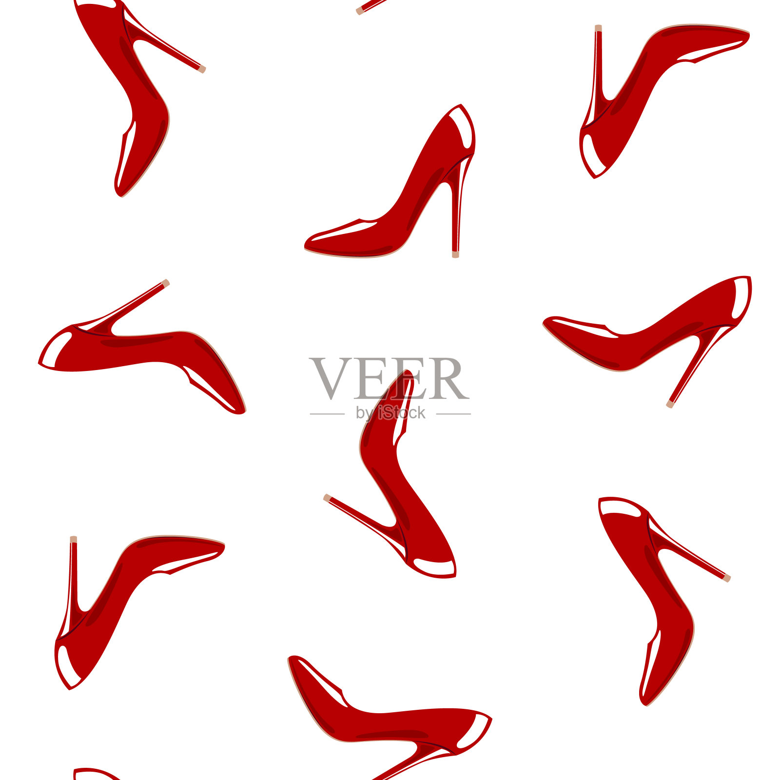红鞋无缝图案。矢量插图与孤立的设计元素照片摄影图片